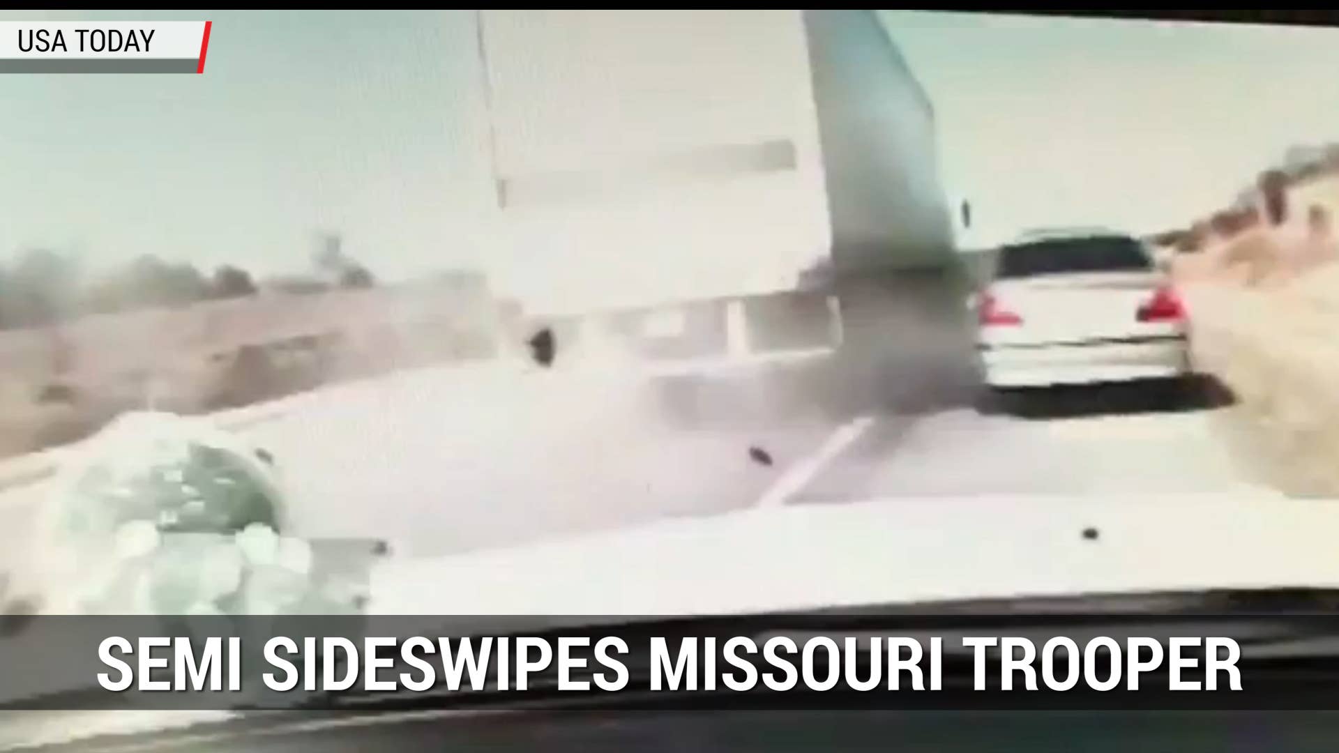 Semi-Truck Sideswipes Missouri Higway Patrol Veicle | Autoblog Minute