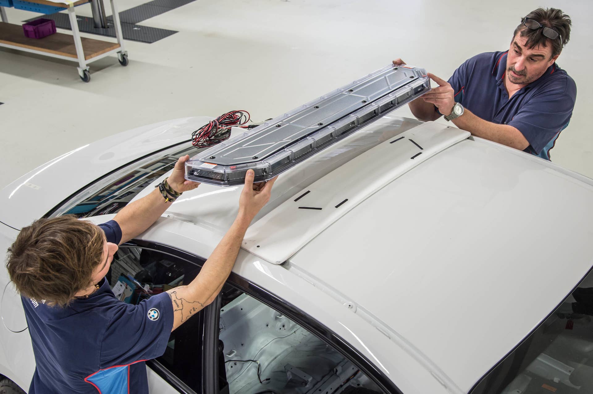 BMW M2 MotoGP Safety Car fitting light bar