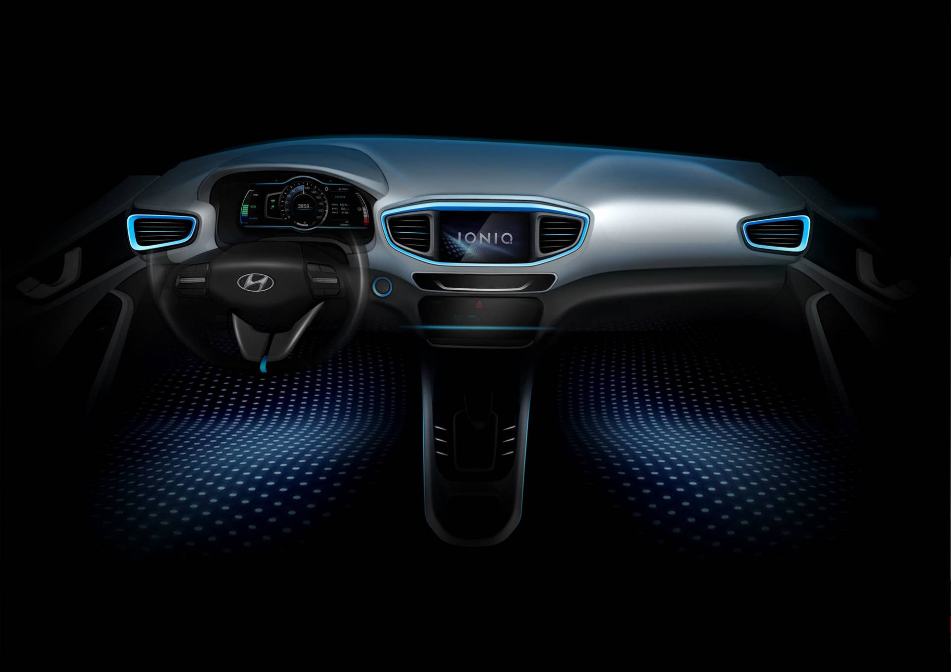 Hyundai Ioniq interior teaser rendering