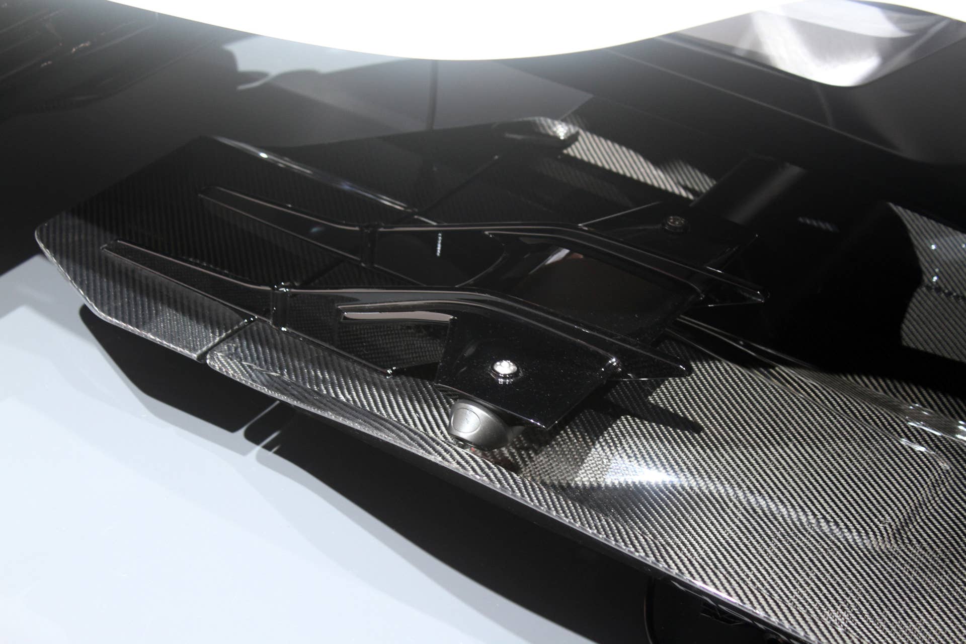 Honda Project 2  &  4 concept that combines the company's RC-213vs MotoGP bike with a car, at the 2015 Frankfurt Motor Show, detail of aerodynamics opposite the driver.