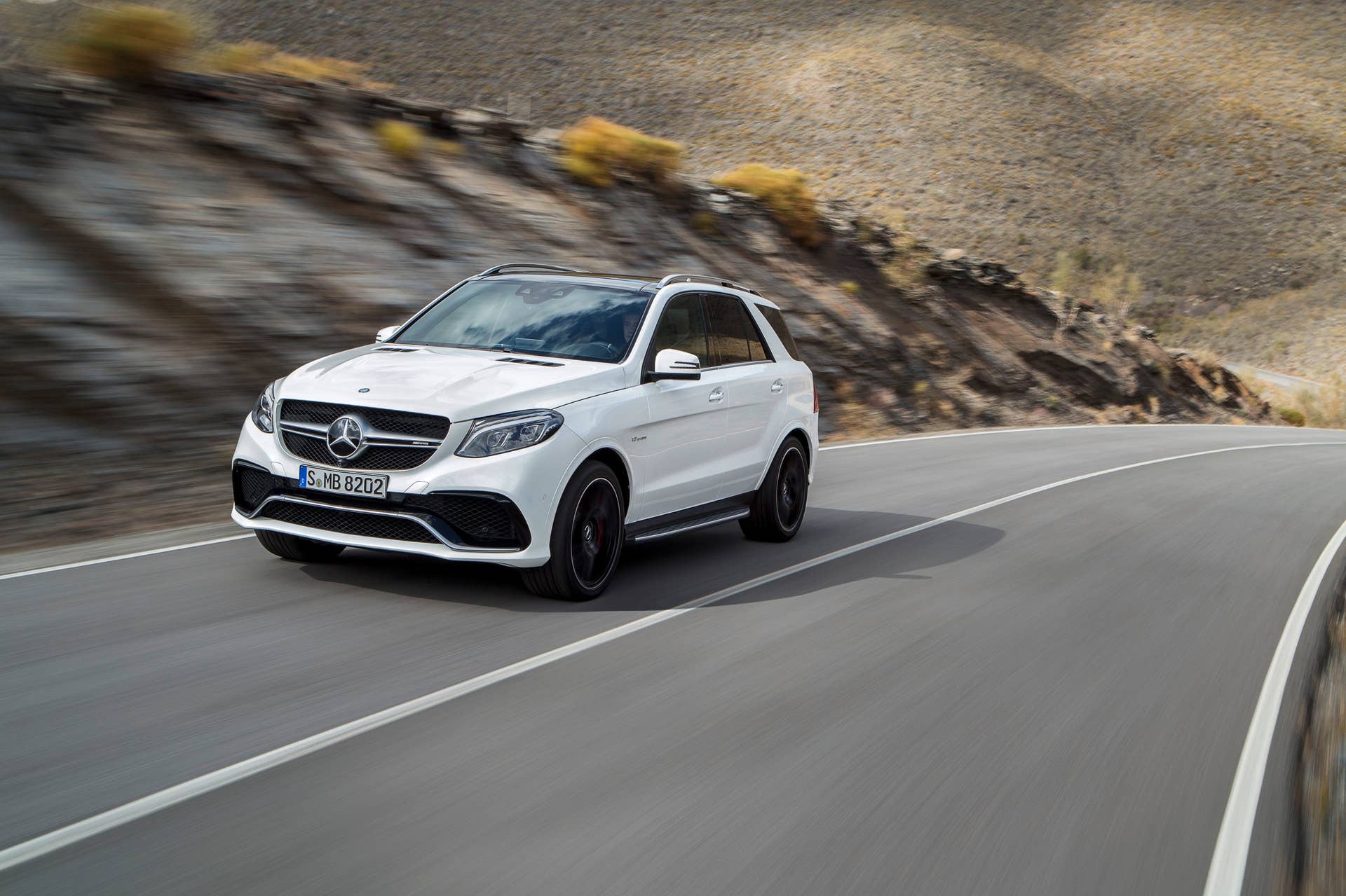 white mercedes gle63 s road