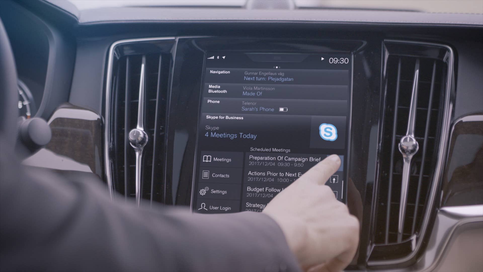 Join Skype for Business meeting in a Volvo car
