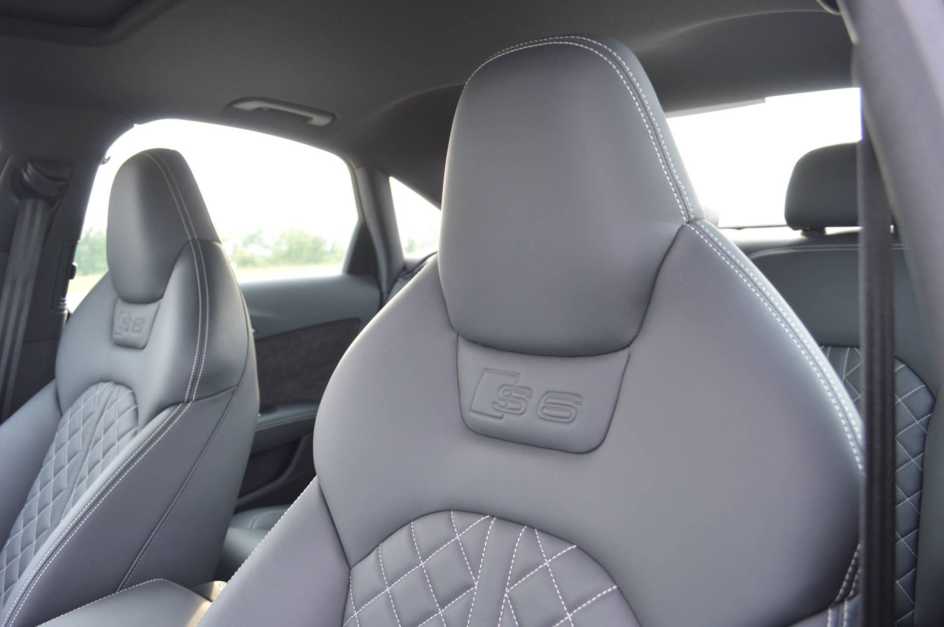 2016 audi s6 black leather interior seat detail
