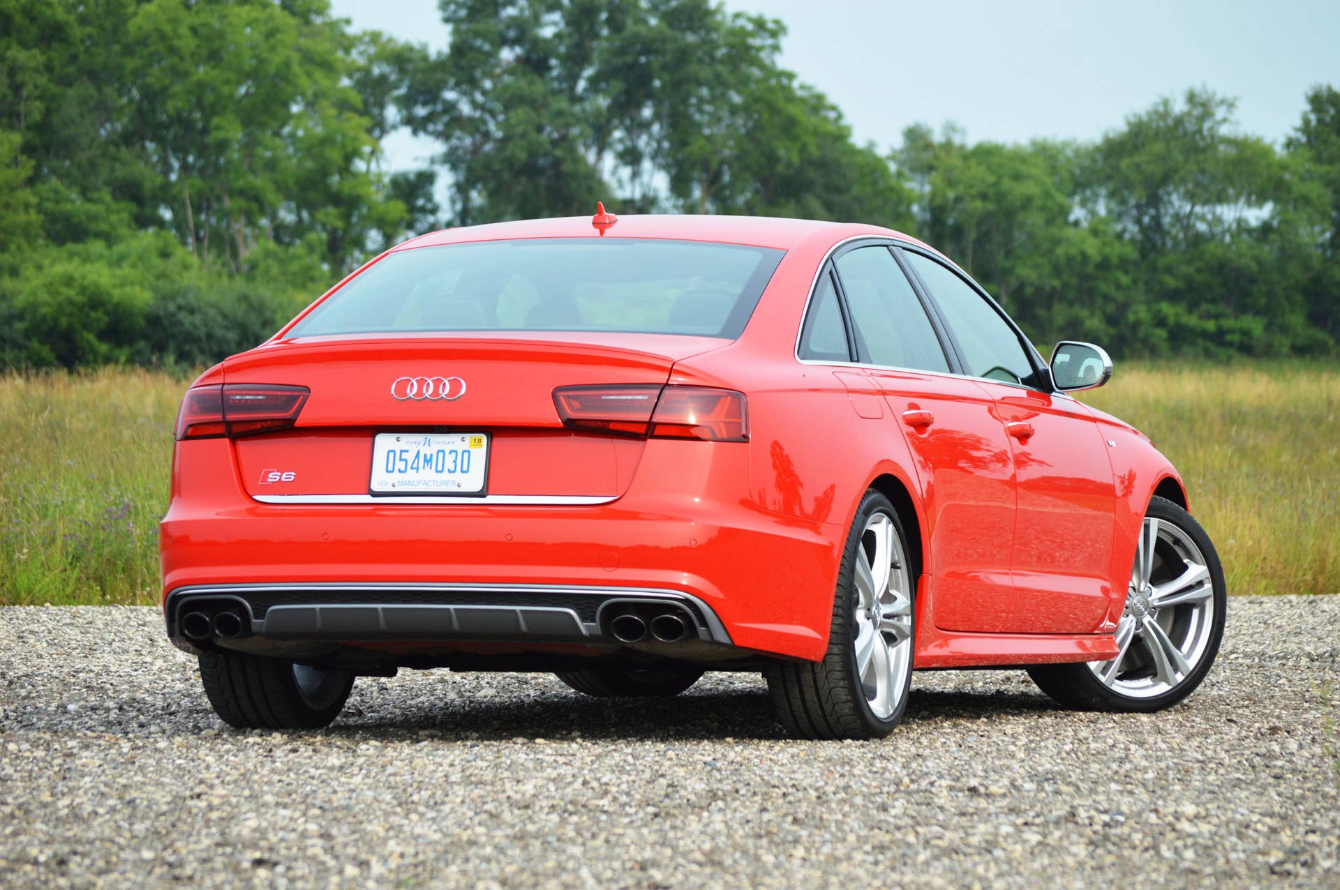 2016 audi s6 red back view