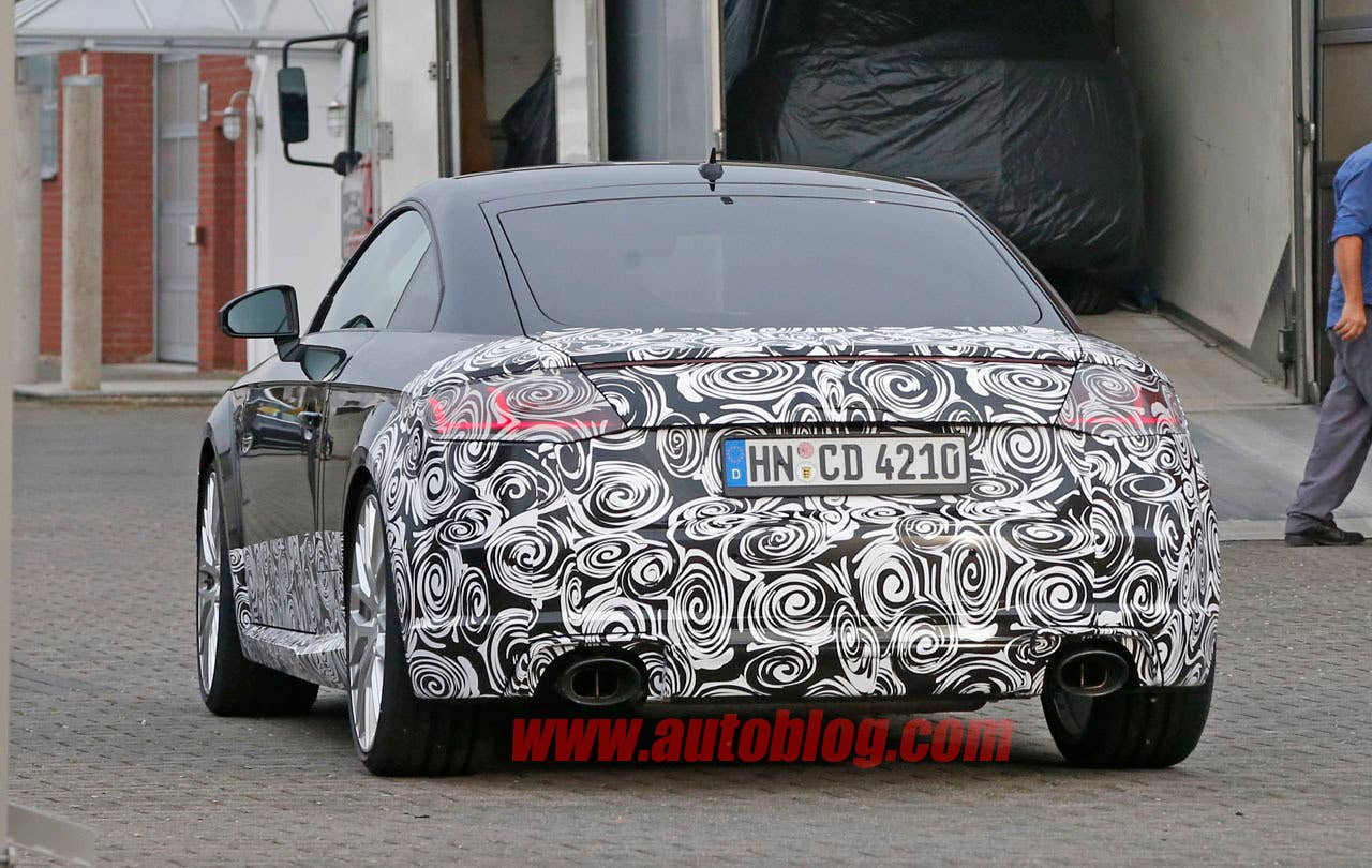 camouflaged audi tt rs spy shot exhausts