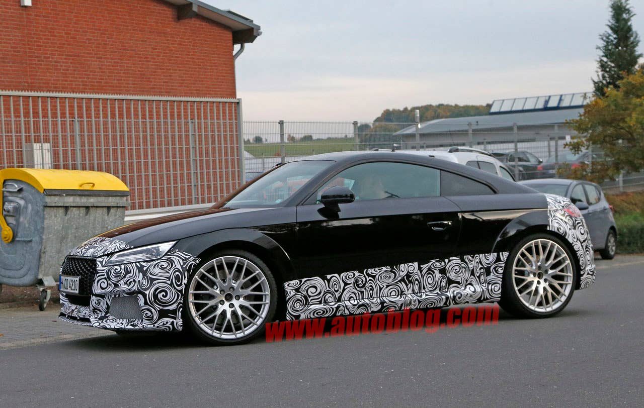 camouflaged audi tt rs spy shot side