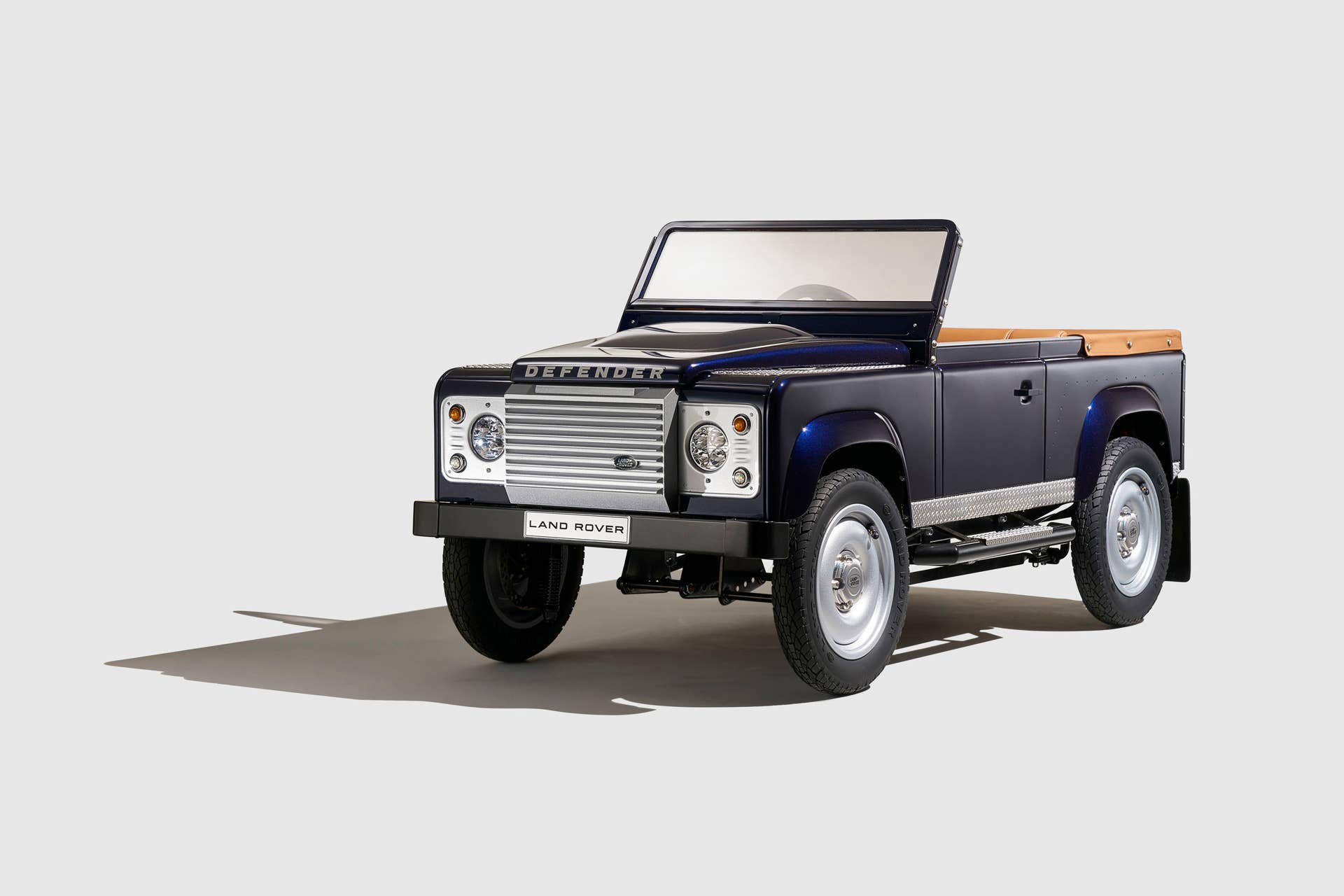 land rover defender pedal car front three quarters