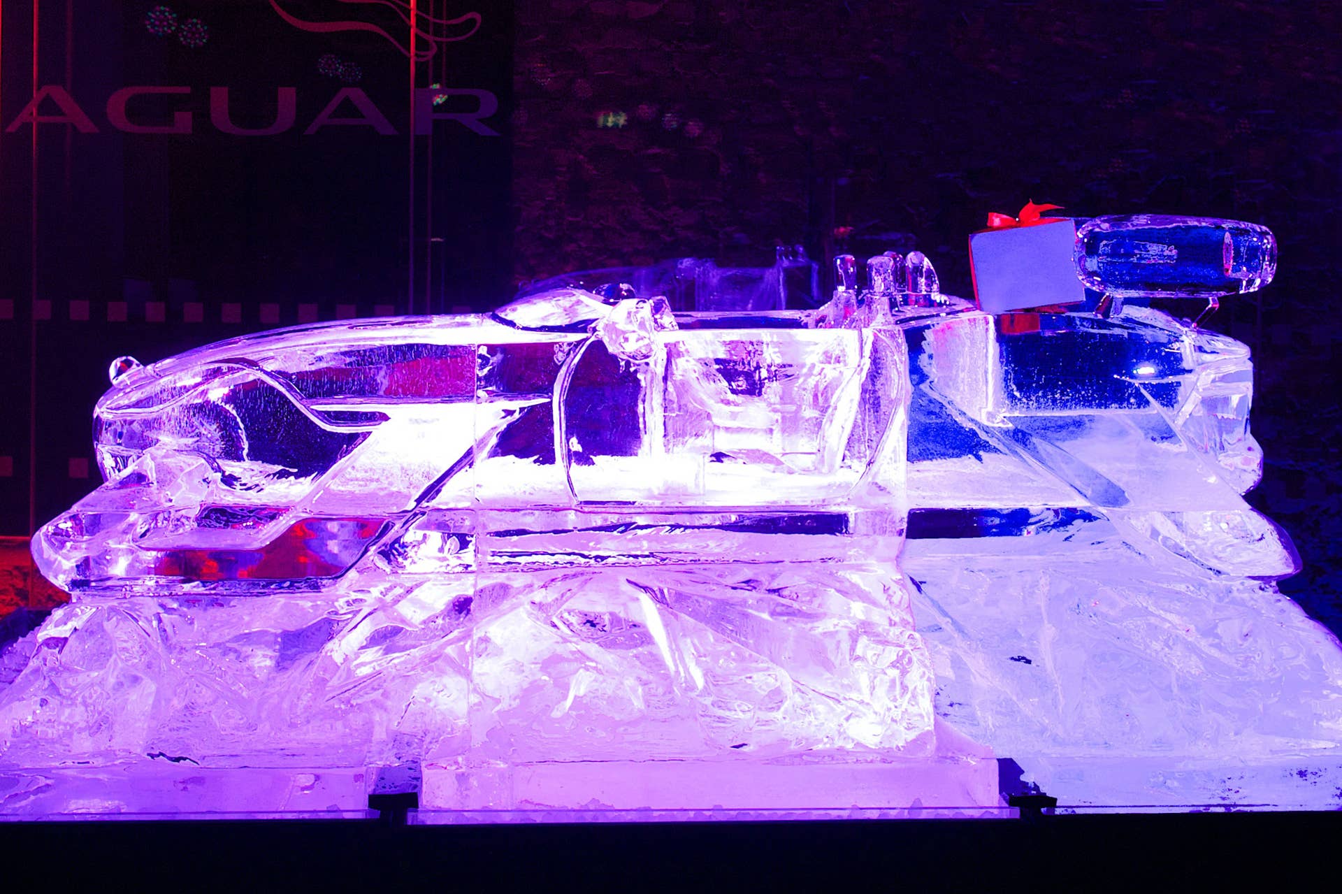 Jaguar F-Sleigh ice sculpture