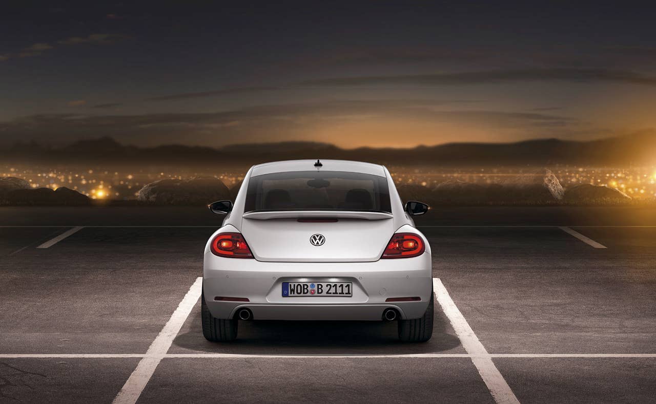 2012 Volkswagen Beetle exterior from rear in white