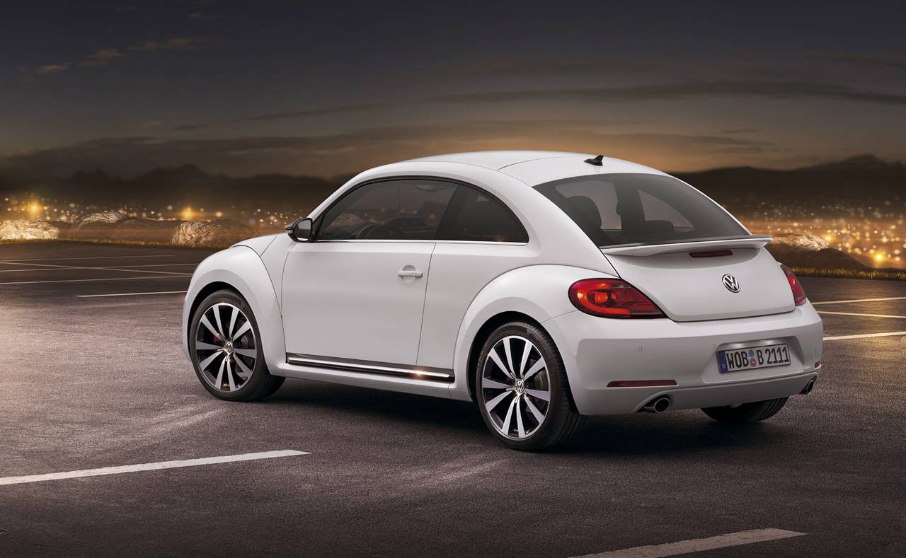 2012 Volkswagen Beetle exterior from rear in white
