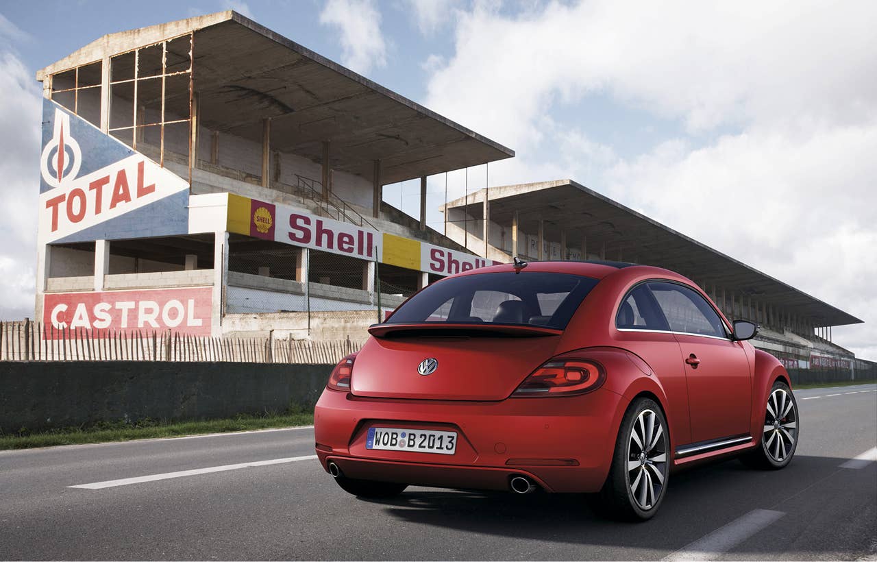 2012 Volkswagen Beetle in red from rear