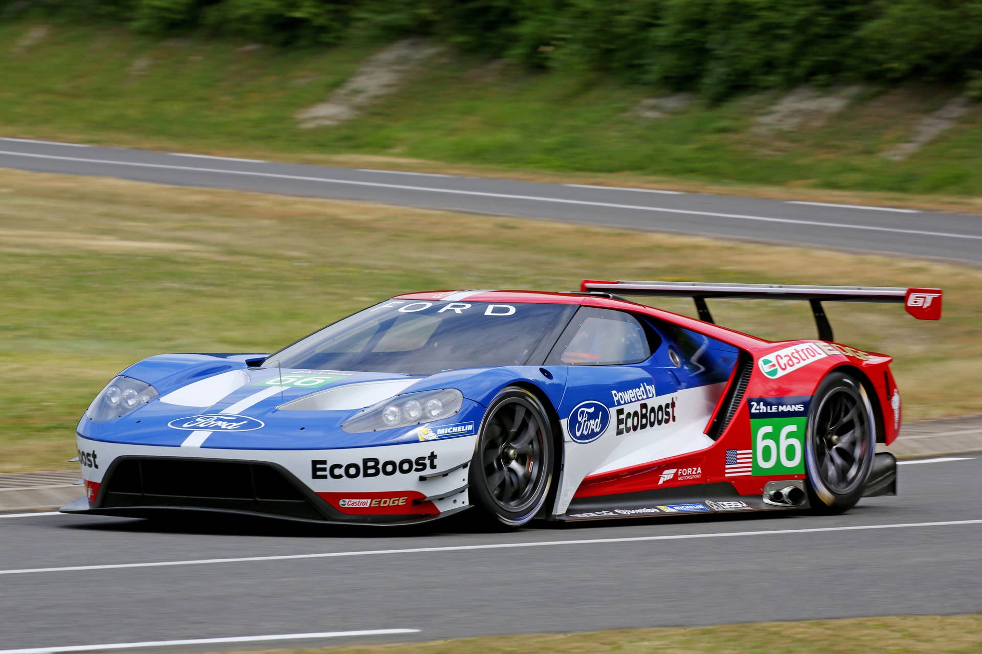 Ford GT LM GTE Pro on track front side 3/4