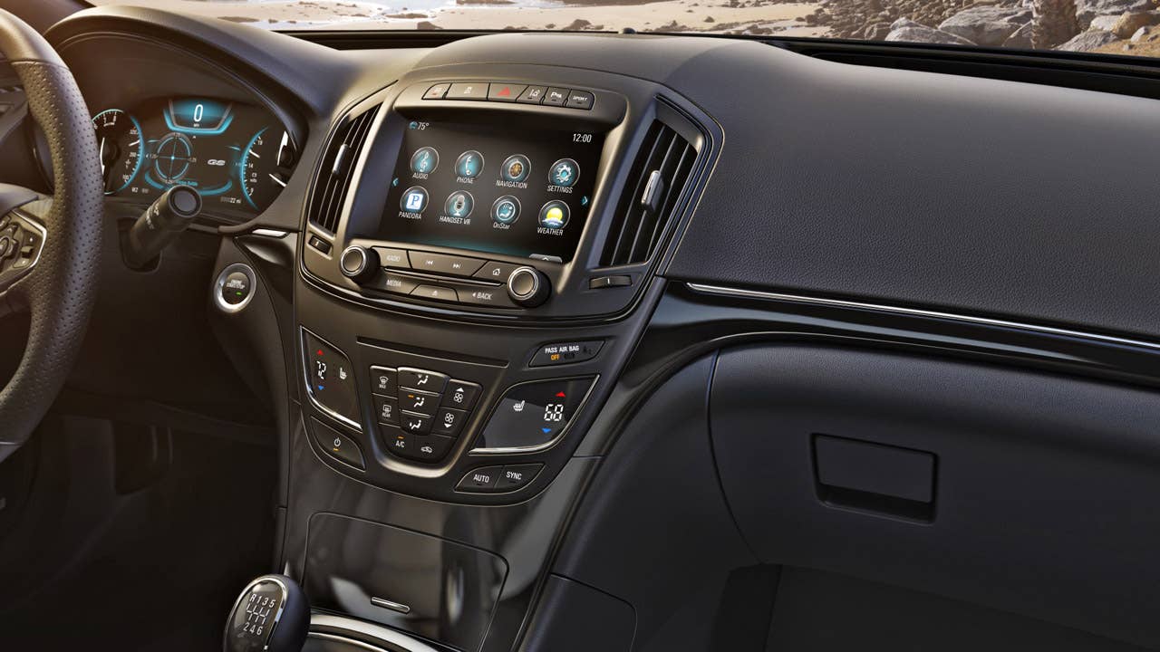 2014 Buick Regal GS Ebony interior with next-generation IntelliLink infotainment system