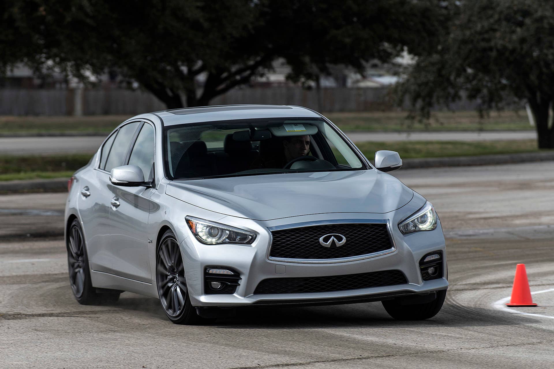 2016 Infiniti Q50 Red Sport 400 driving