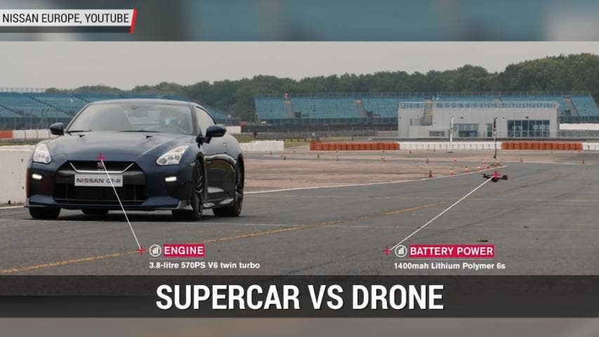 Nissan GT-R Supercar Races A Nissan Drone | Autoblog Minute