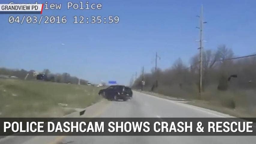 Police Dashcam Shows Dramatic Crash and Rescue | Autoblog Minute