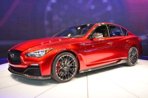 Infiniti Q50 Eau Rouge Concept live at 2014 Detroit Auto Show - front three-quarter view