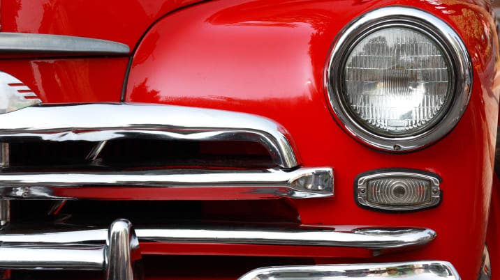 red retro car headlight