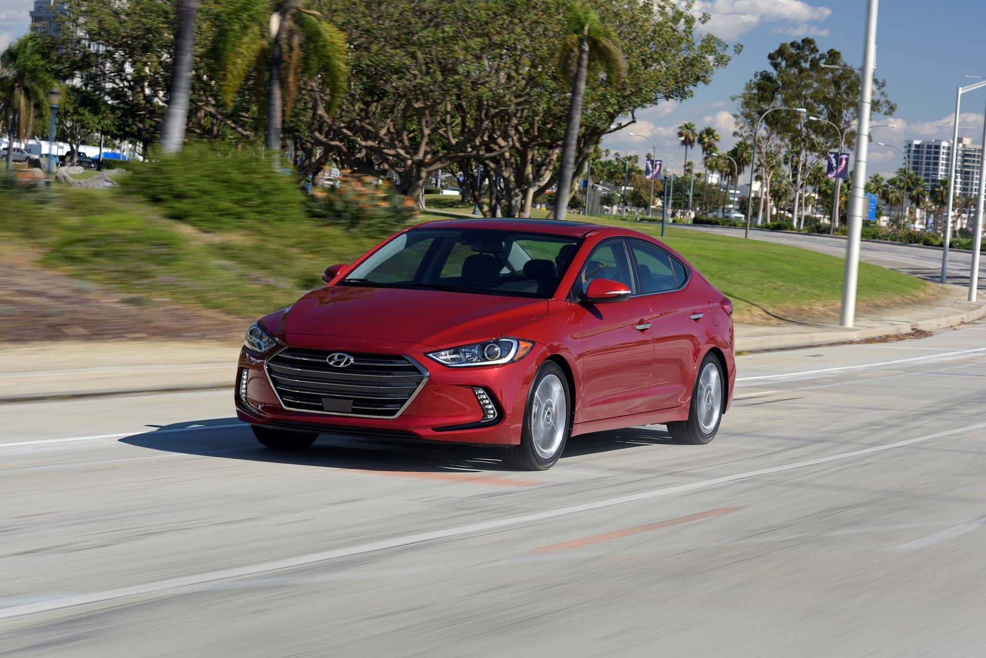 2017 Hyundai Elantra sedan in red