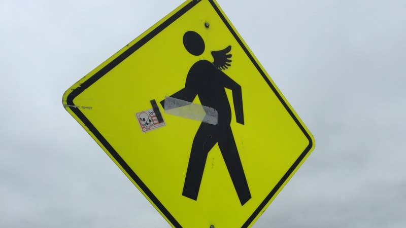 Pedestrian crossing sign at Mcity