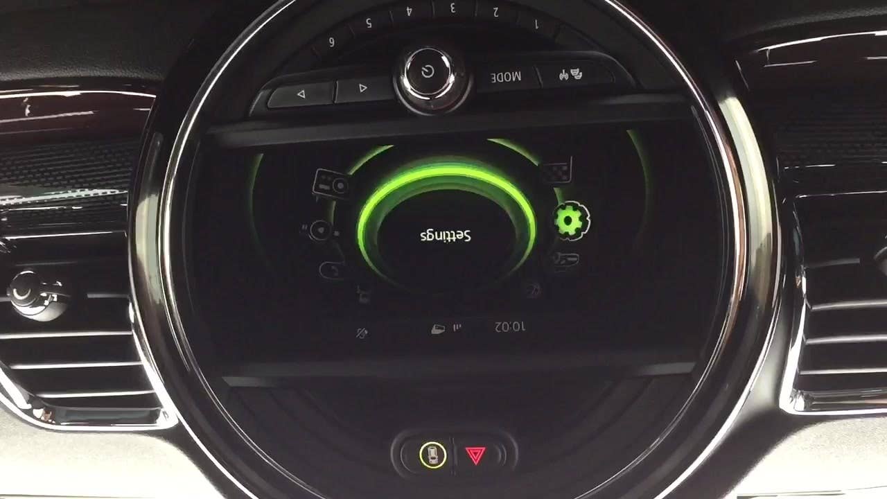 The cool LED ring around the big center console in the 2016 Mini Clubman.