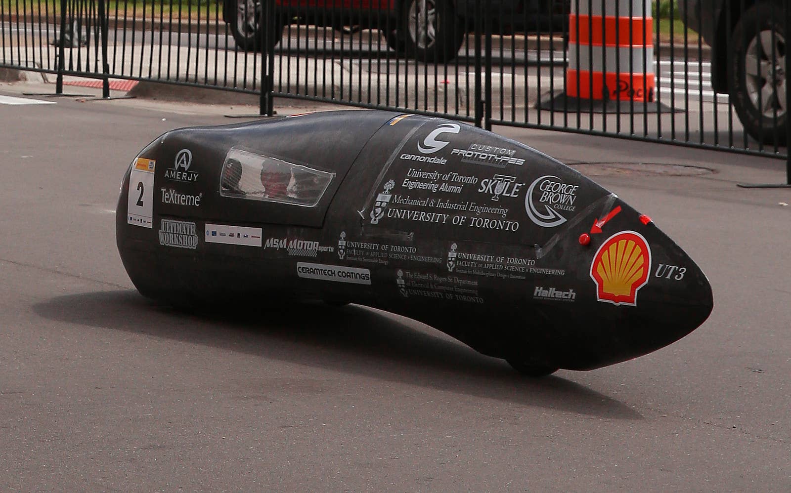 Canadian black Prototype on track at the 2015 Shell Eco-Marathon