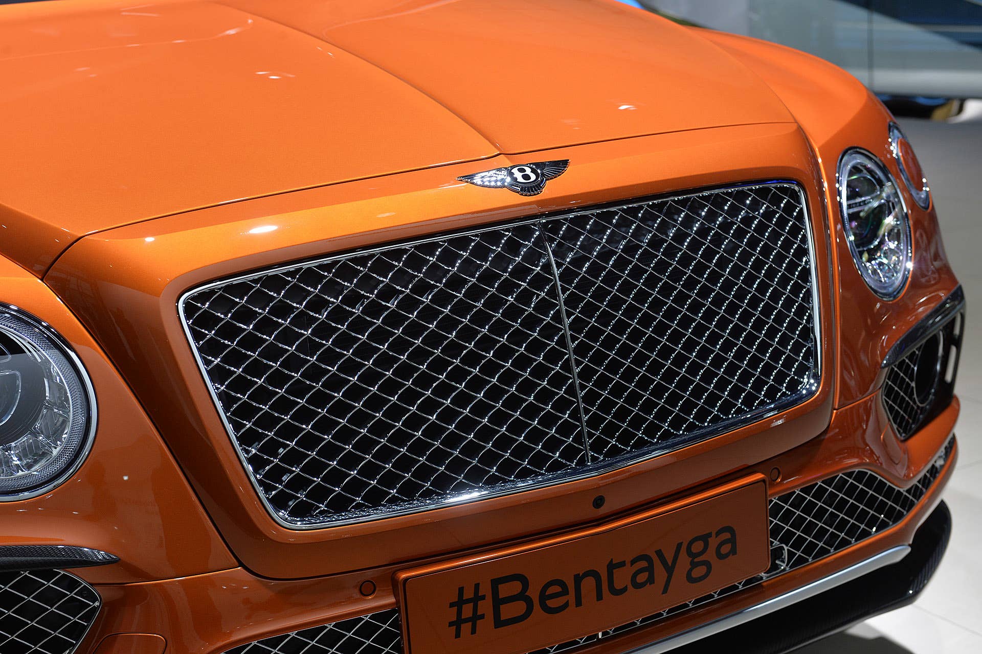 The Bentley Bentayga, unveiled at the 2015 Frankfurt Motor Show, grille detail.