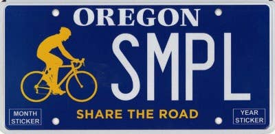 State of oregon bicycle license plate
