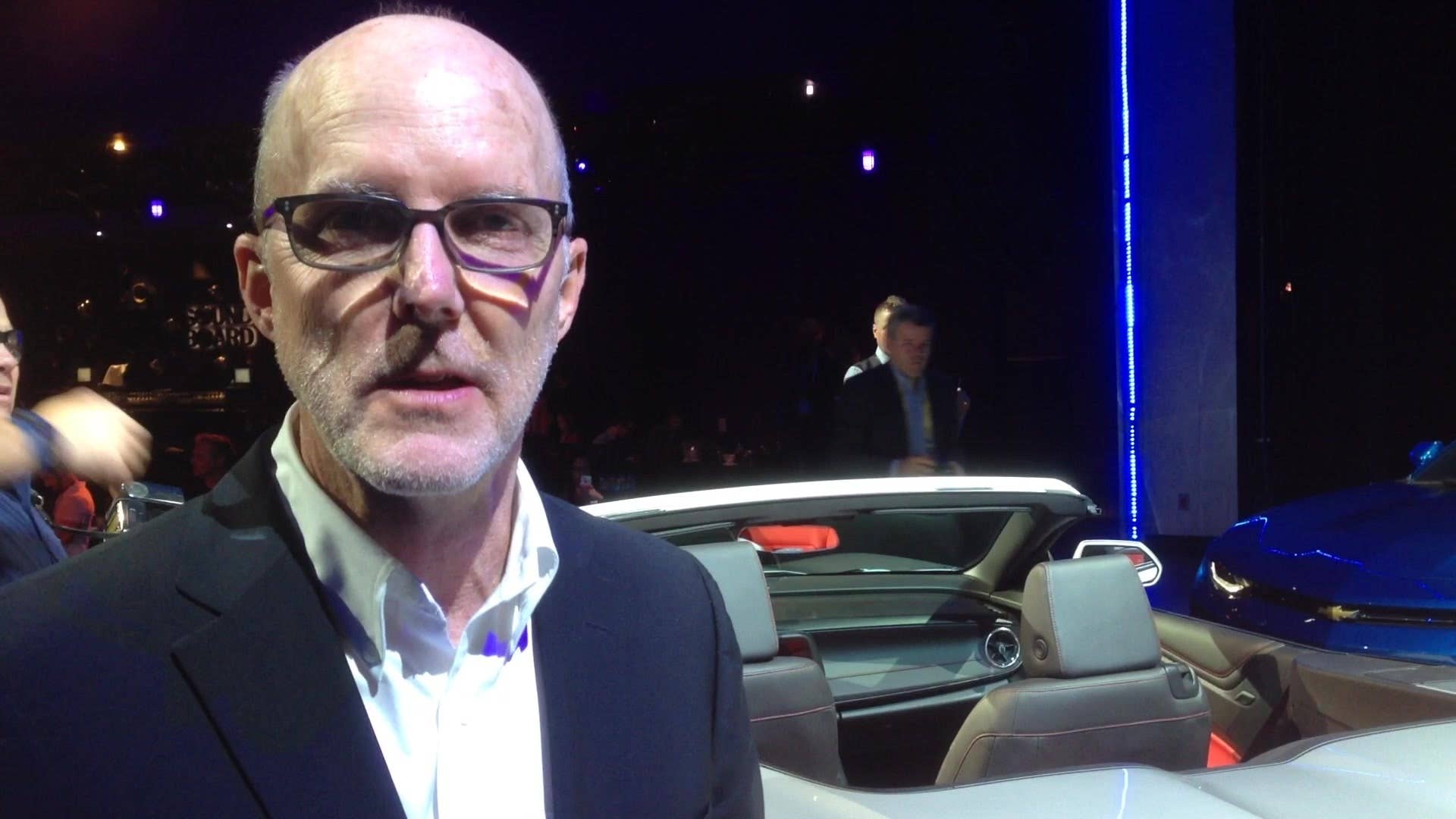 Senior editor Greg Migliore interviews Chevy designer Tom Peters about the styling of the 2016 Camaro convertible.