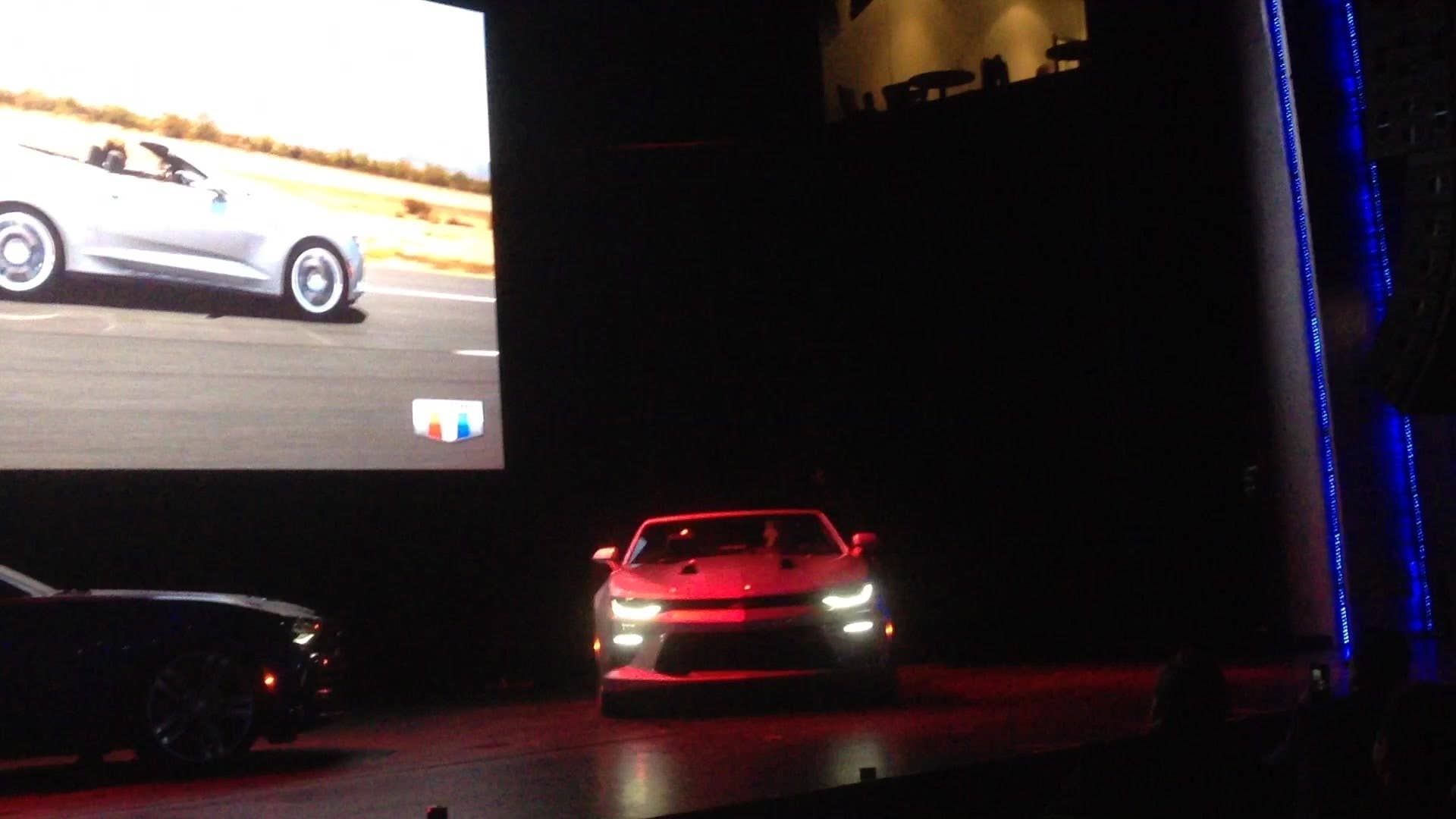 Chevy chief Alan Batey reveals the 2016 Chevy Camaro convertible in Detroit.