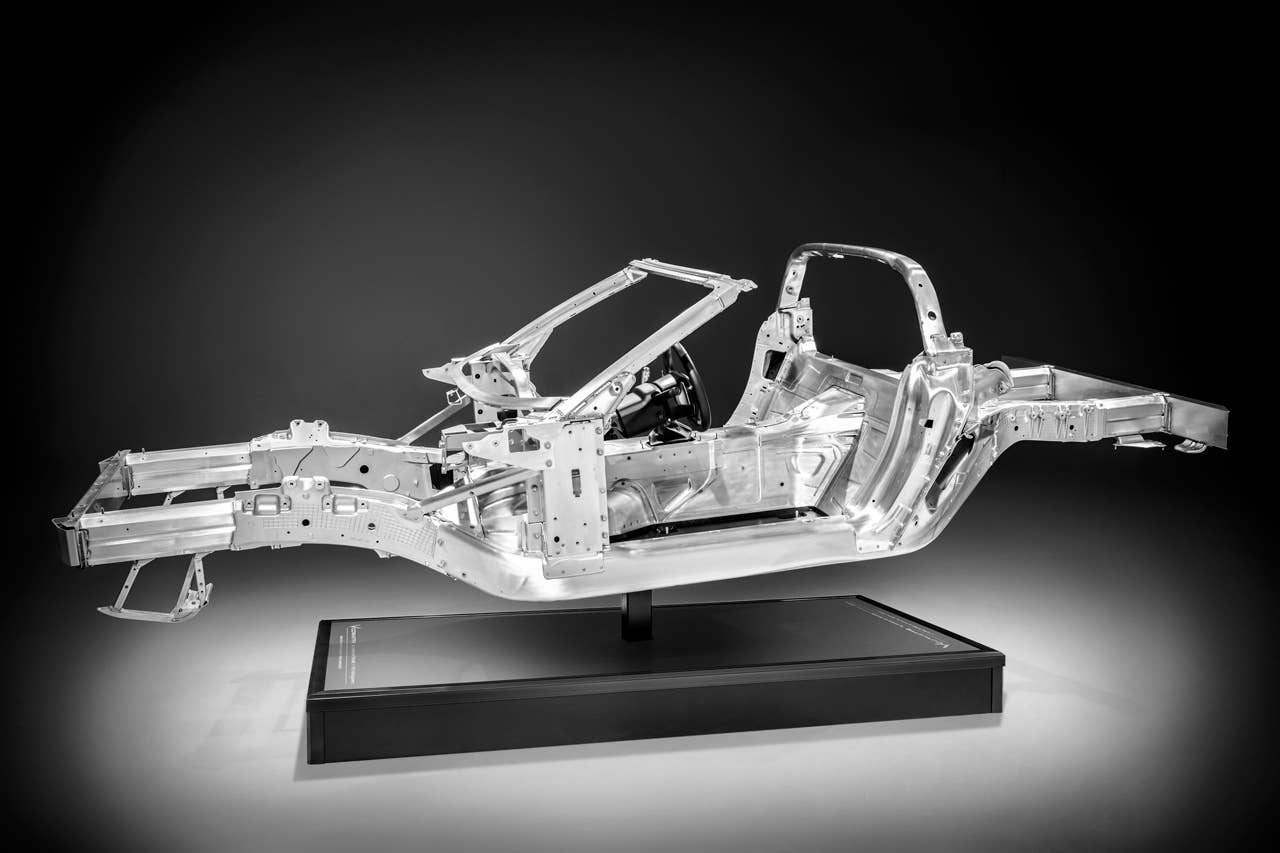 The technologically advanced foundation of the all-new Chevrolet Corvette Stingray is an all-new aluminum frame structure that is 57 percent stiffer and 99 pounds (45 kg) lighter. The greater torsional rigidity reduces unwanted noise and improves ride and handling.