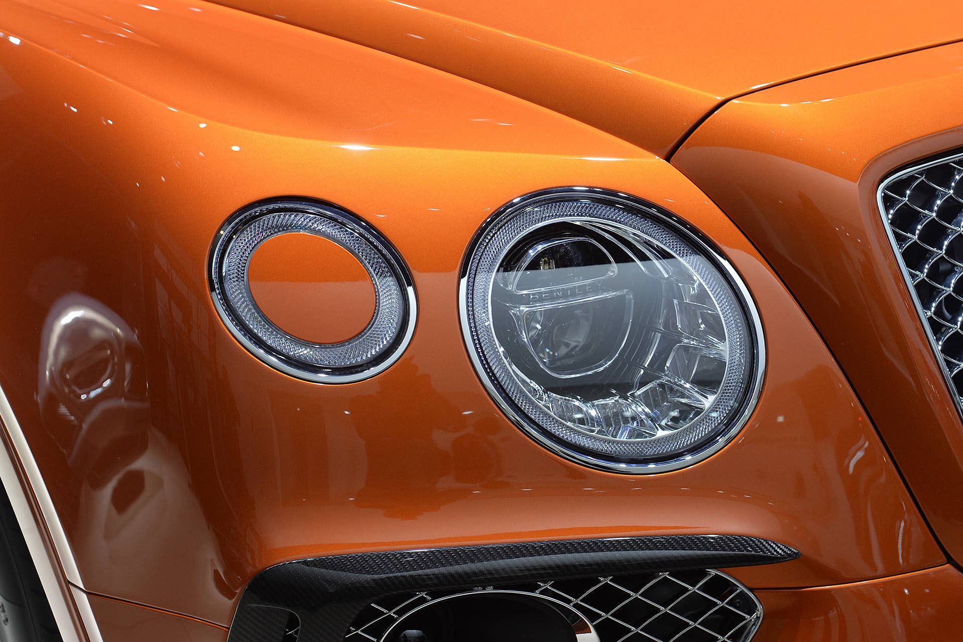 The Bentley Bentayga, unveiled at the 2015 Frankfurt Motor Show, headlight.