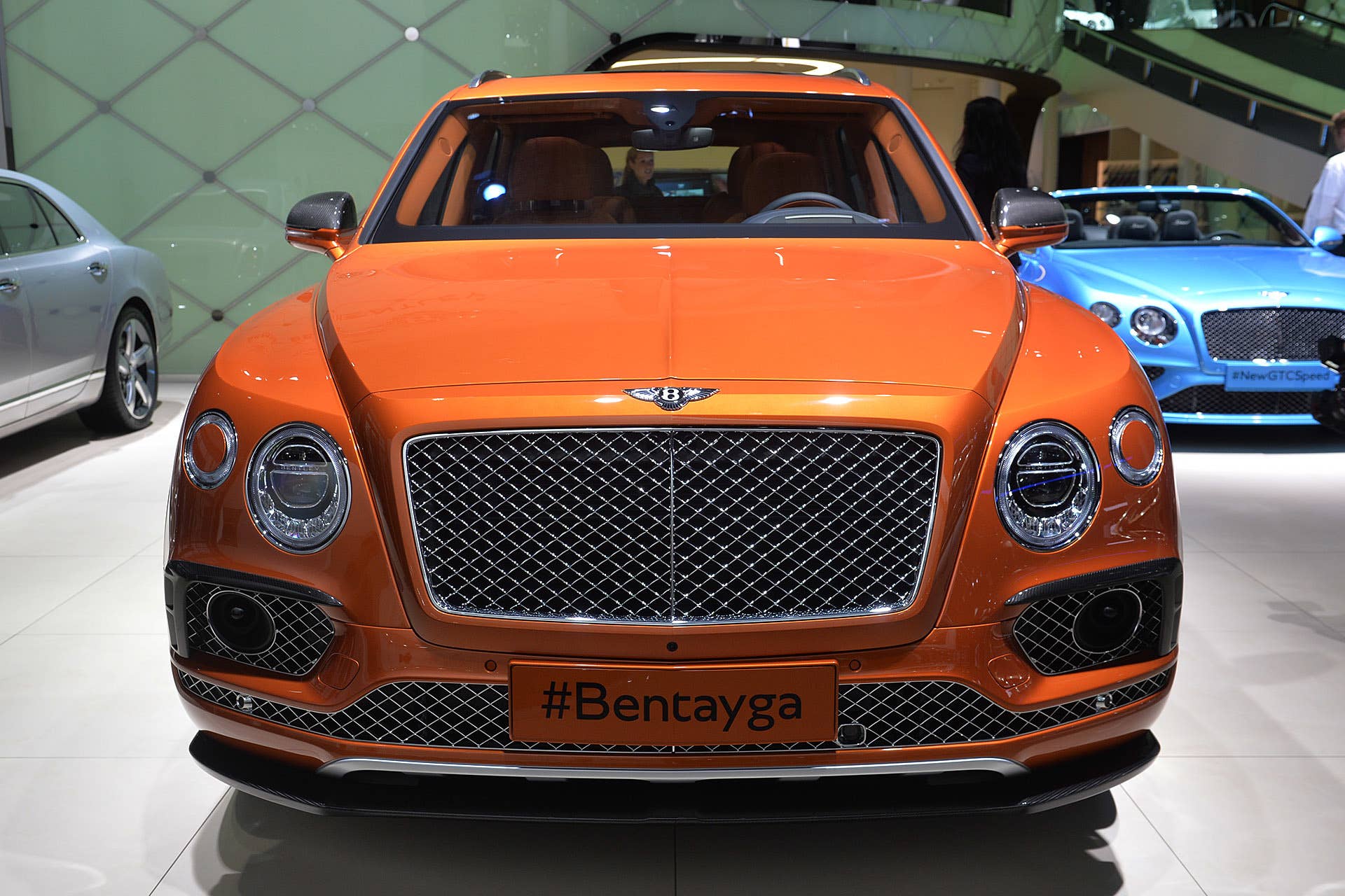 The Bentley Bentayga, unveiled at the 2015 Frankfurt Motor Show, front view.