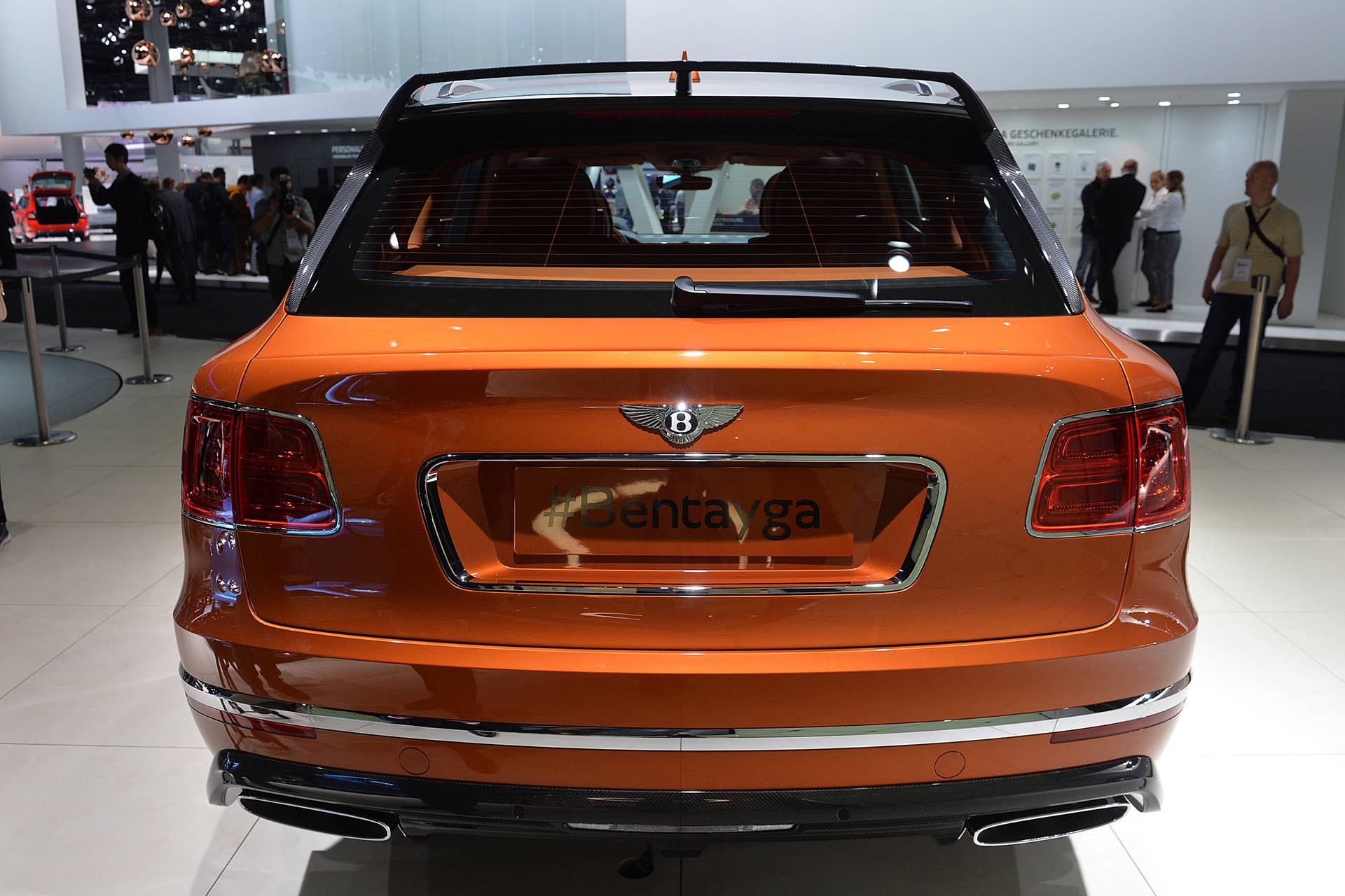 The Bentley Bentayga, unveiled at the 2015 Frankfurt Motor Show, rear view.