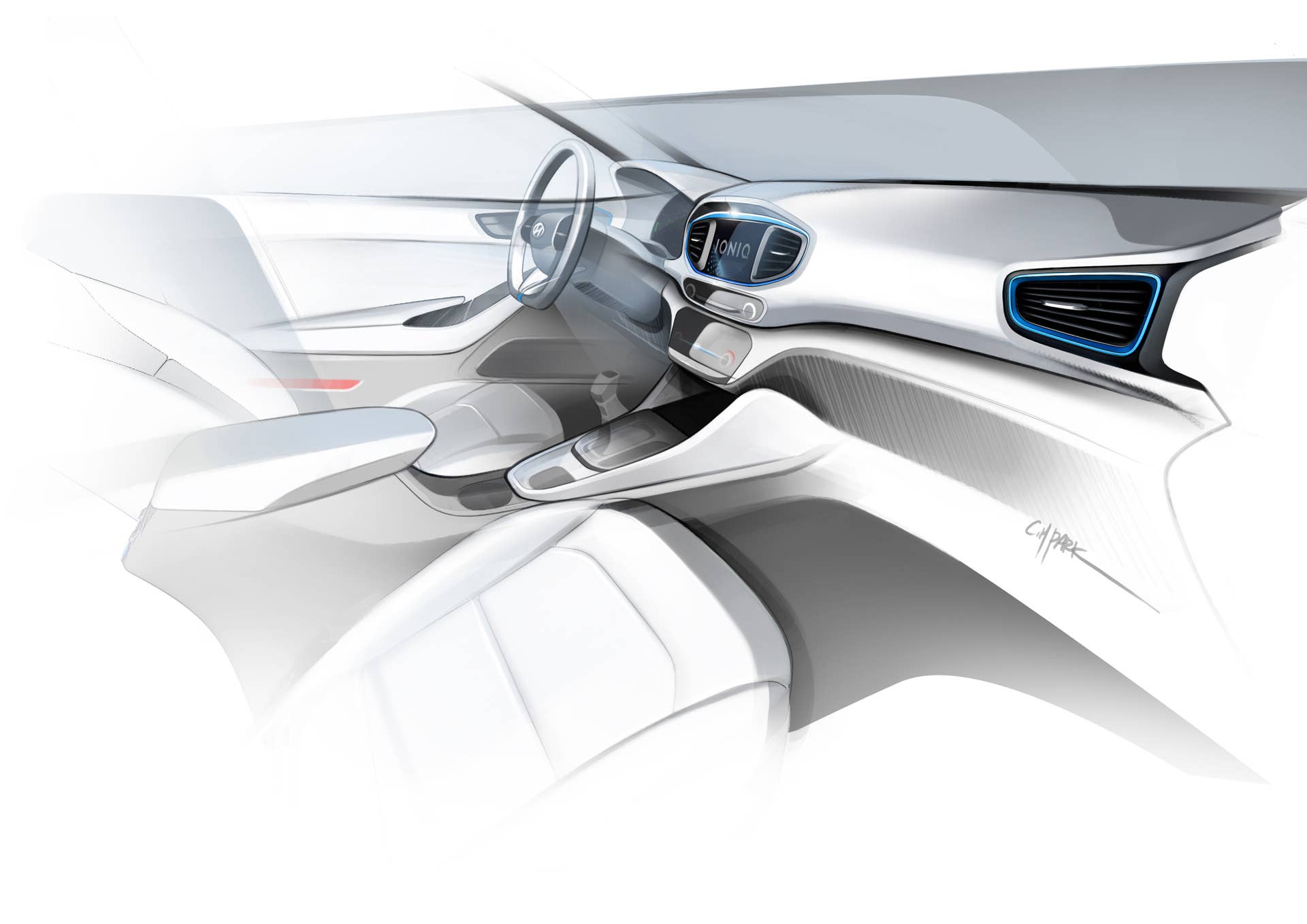 Hyundai Ioniq interior sketch