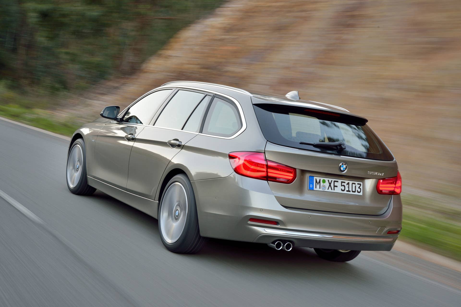 beige 2016 bmw 3 series wagon refresh rear
