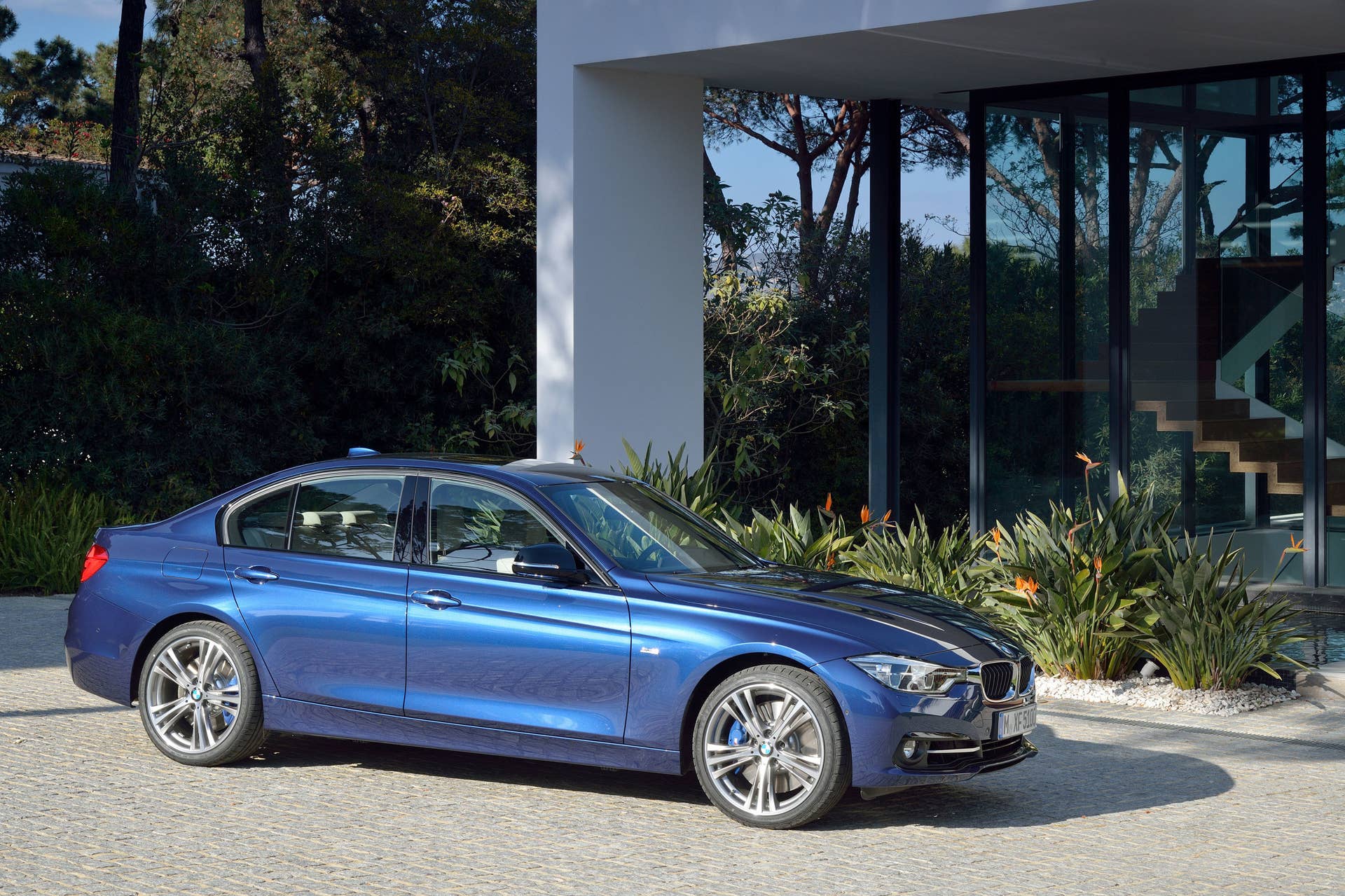 blue 2016 bmw 3 series refresh side