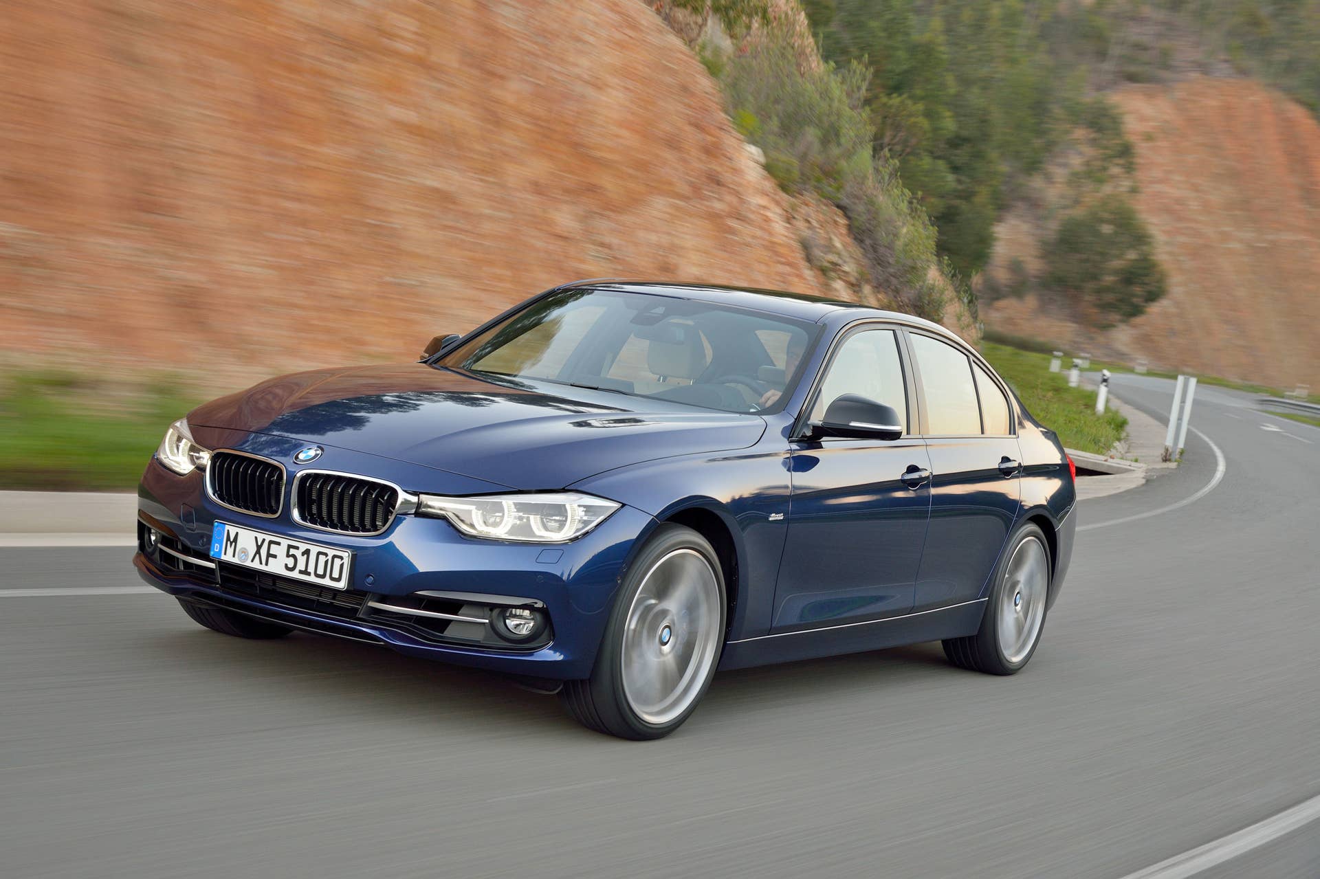blue 2016 bmw 3 series refresh curvy road