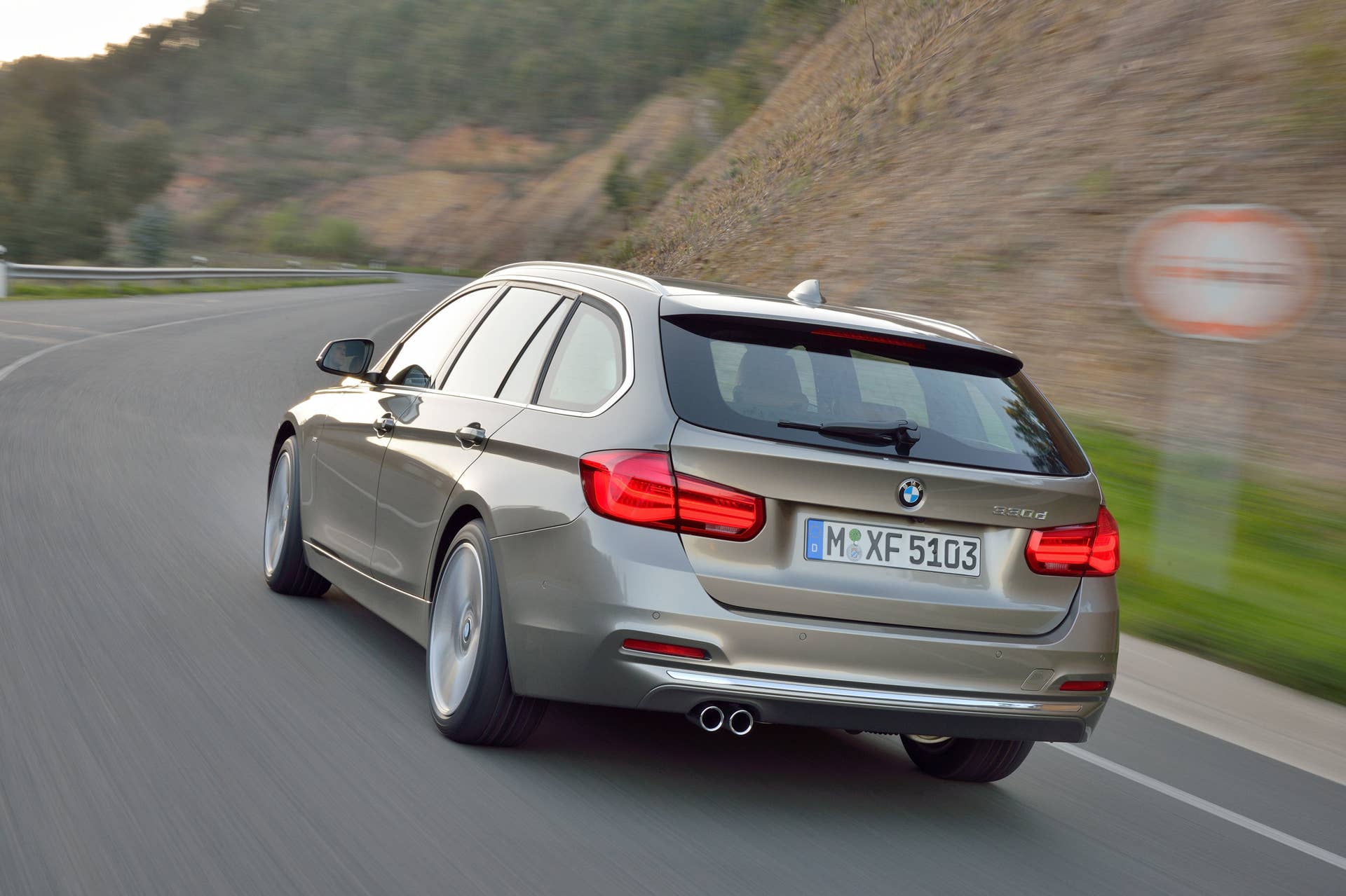 beige 2016 bmw 3 series wagon refresh back end
