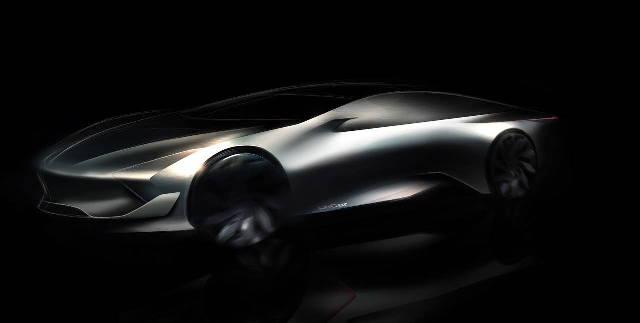 Sketch of the Le* Car electric vehicle, a product of China's Le TV, described as that country's version of Netflix.