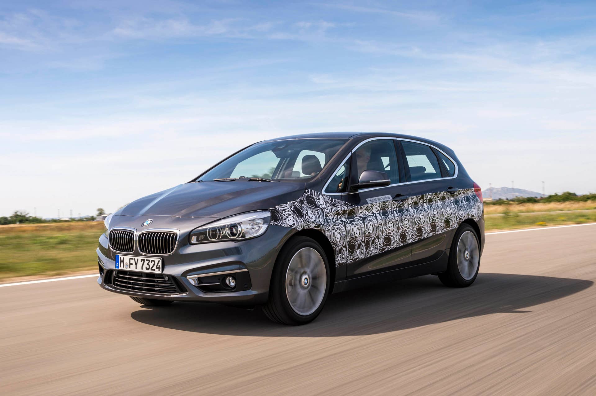 gray bmw 2 series active tourer plug-in hybrid prototype