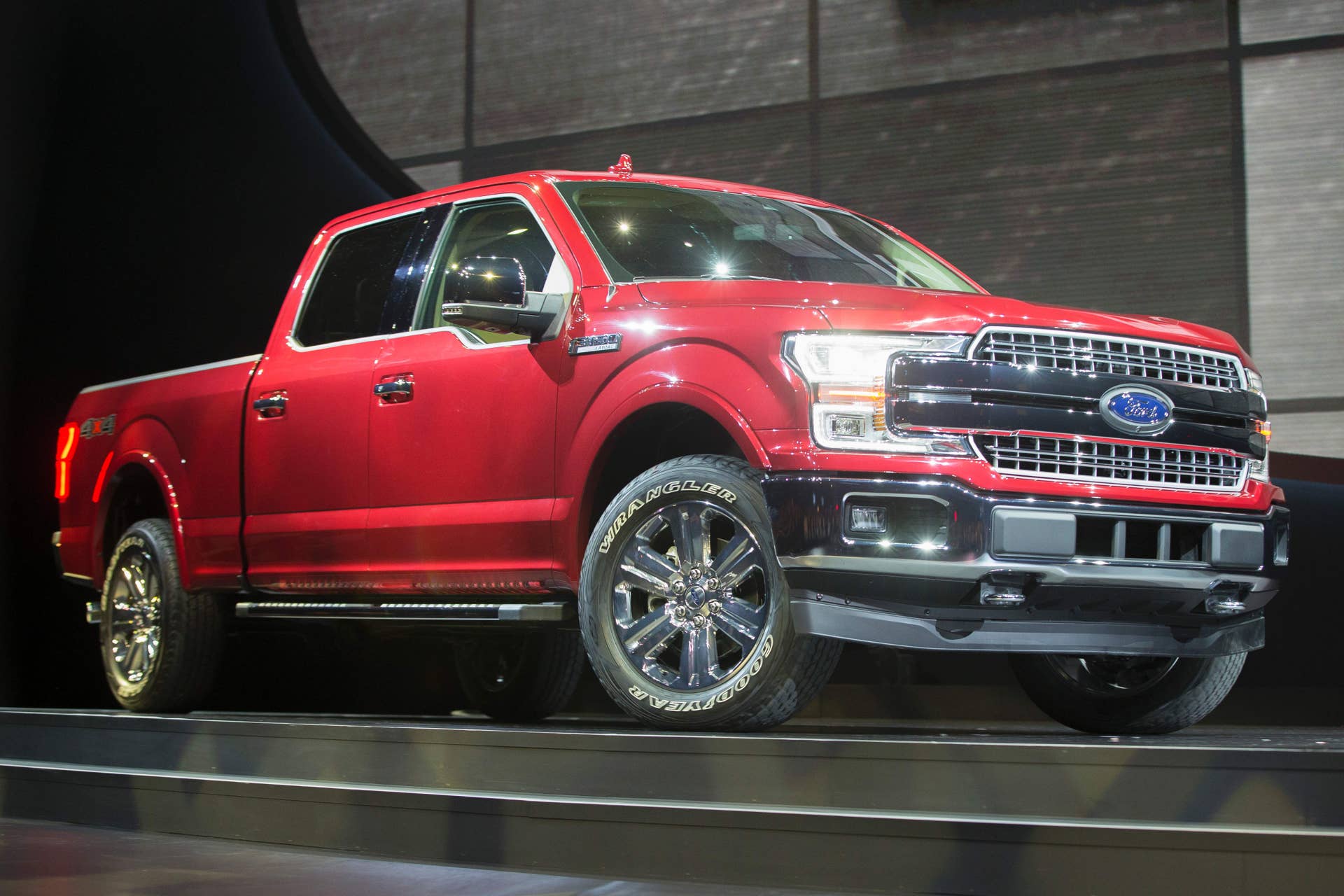The new Ford F150 is introduced during the company's press conference at the 2017 North American International Auto Show in Detroit, Michigan, January 9, 2017. / AFP / Geoff Robins (Photo credit should read GEOFF ROBINS/AFP/Getty Images)