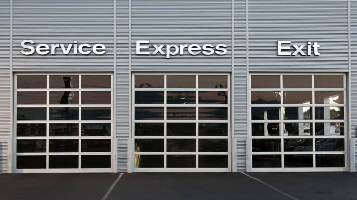Service station at car dealership