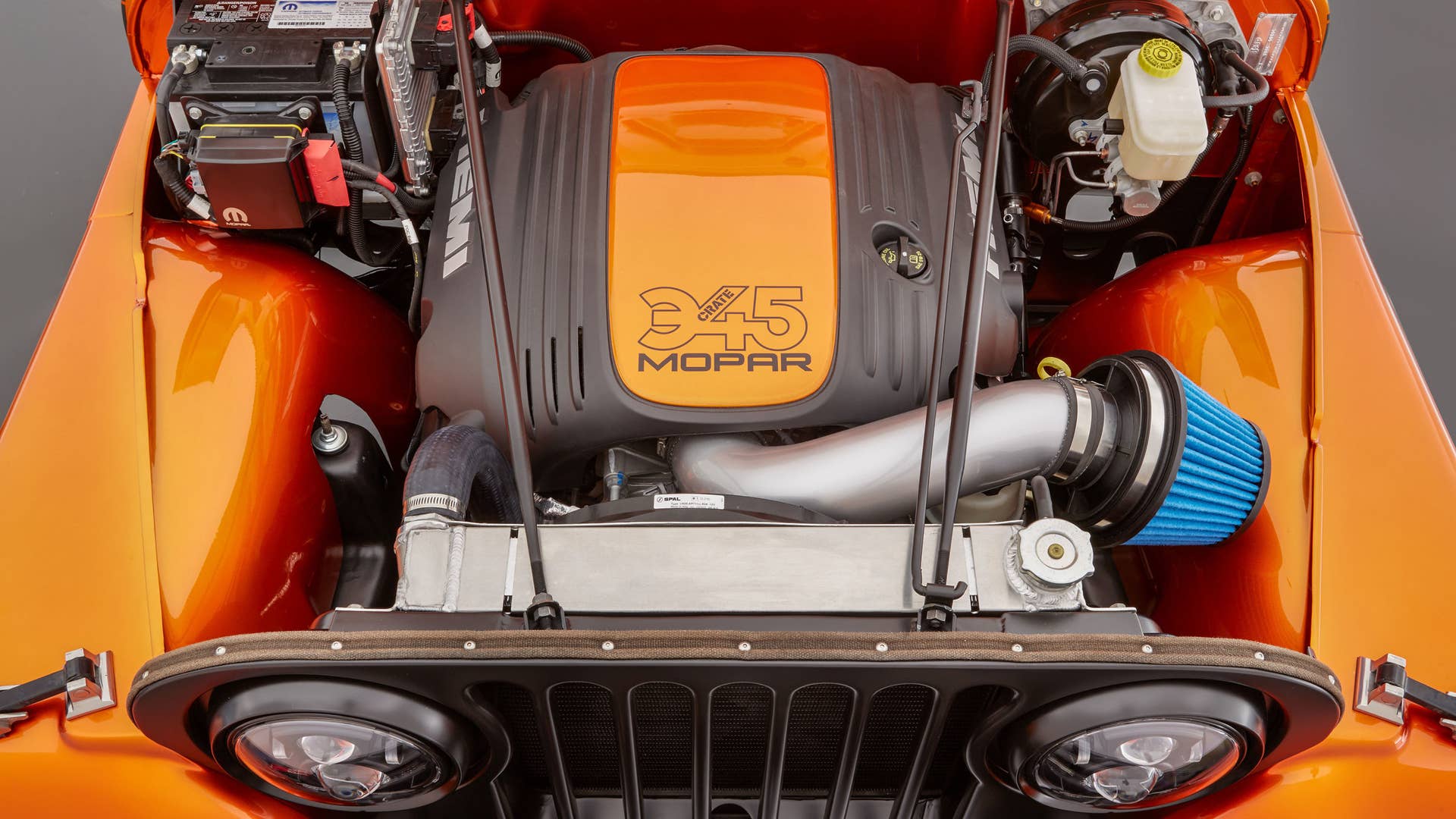 Mopar 345 Hemi V8 swap kit in Jeep CJ66 concept
