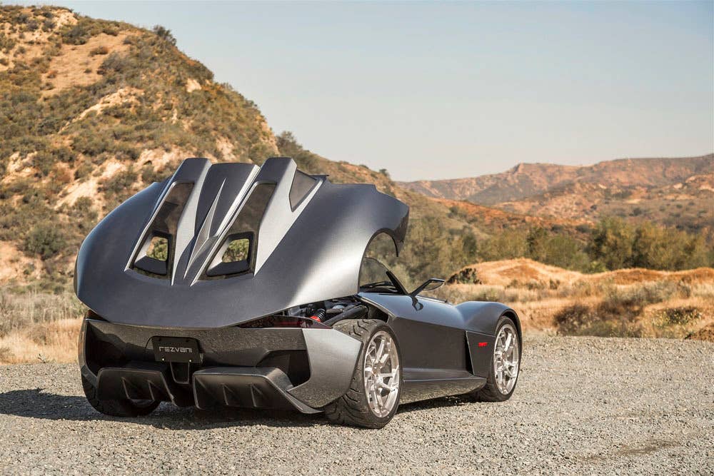 gray rezvani motors beast hood open