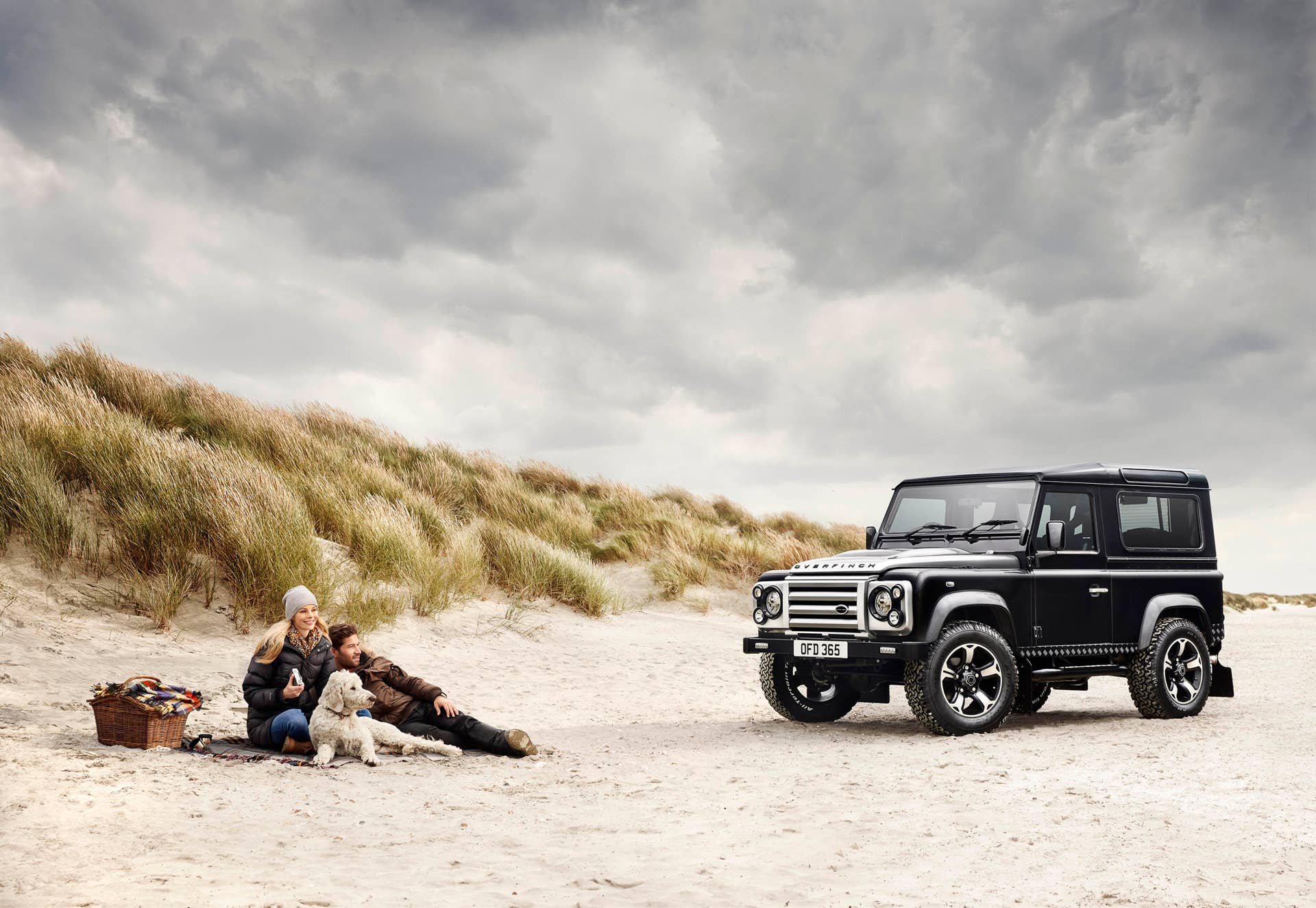 Overfinch Land Rover Defender 40th Anniversary Edition front 3/4 beach