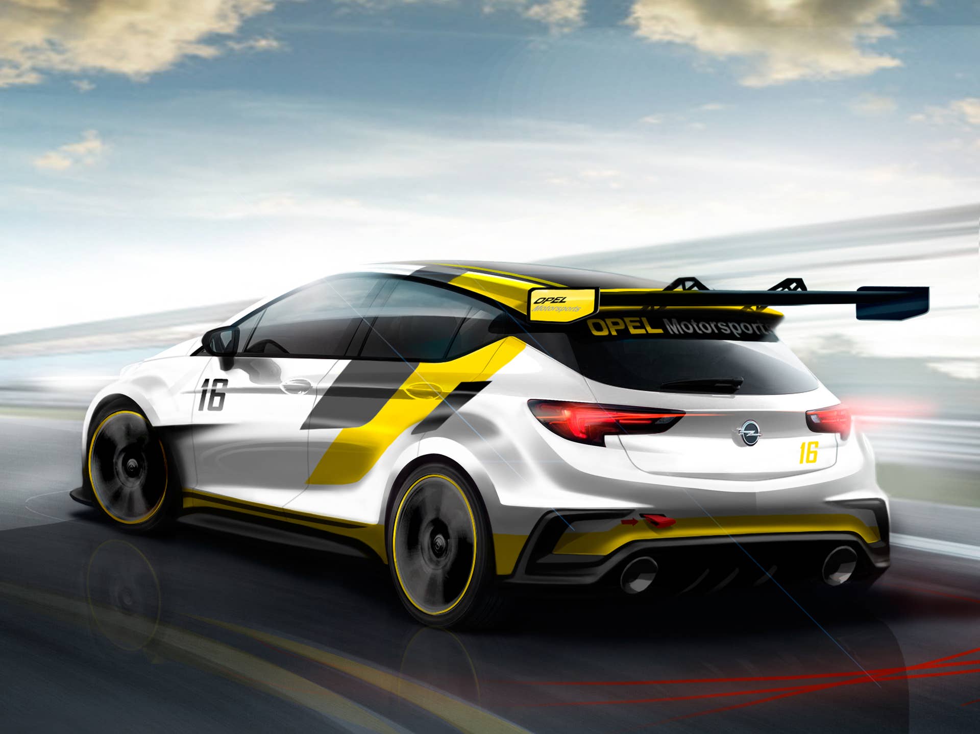 Opel Astra TCR rendering rear 3/4