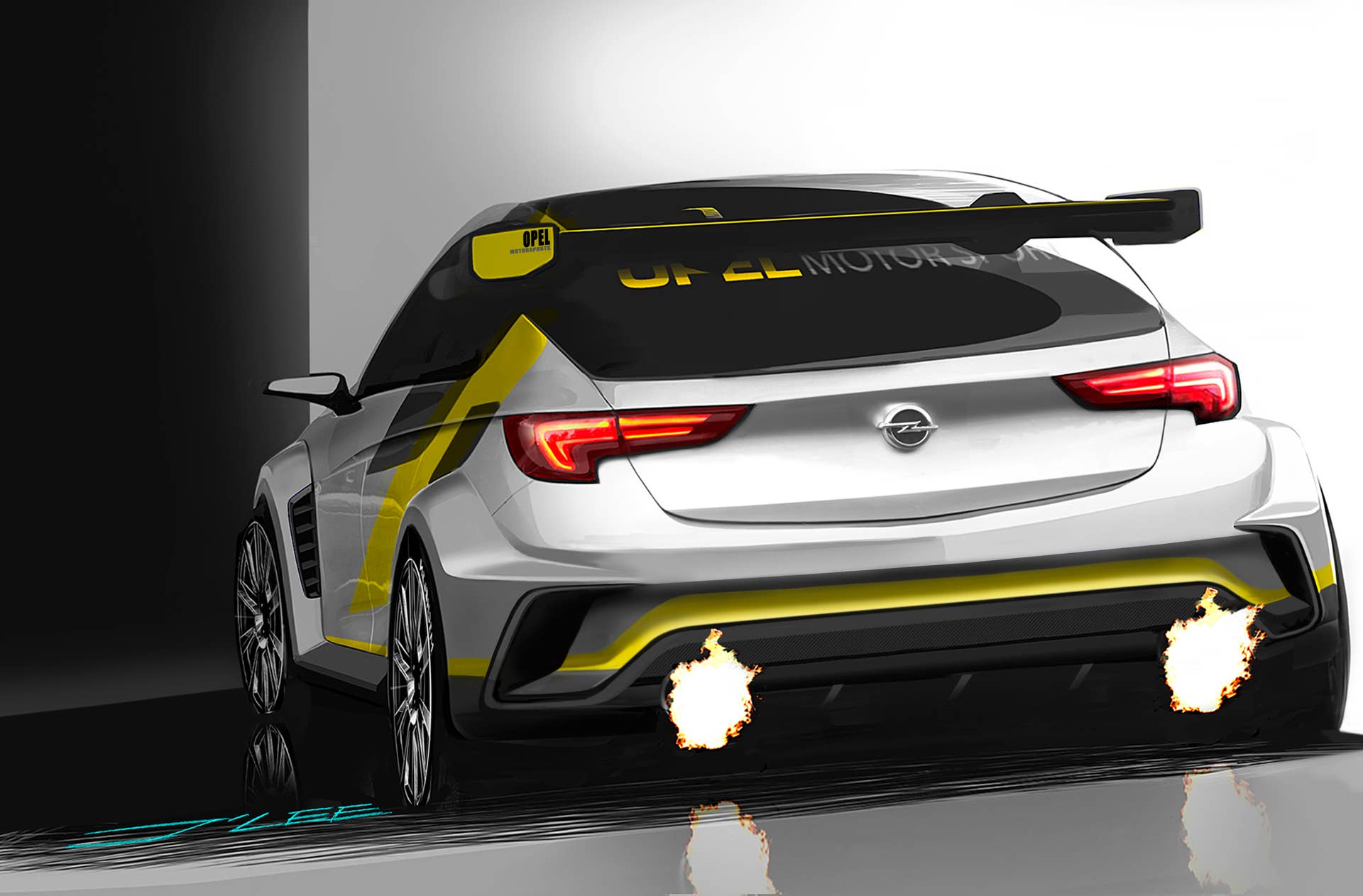 Opel Astra TCR sketch rear 3/4