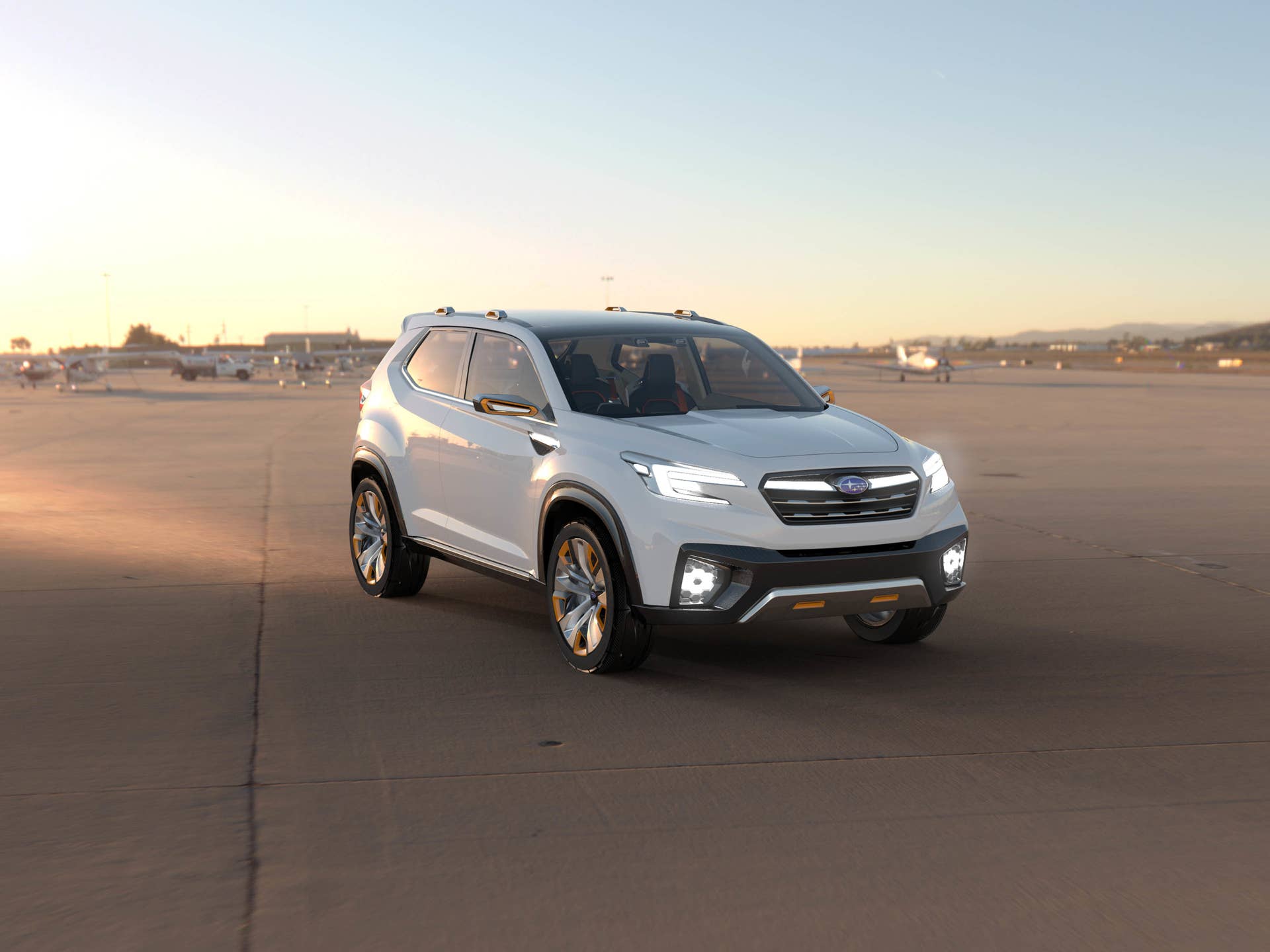 Subaru Viziv Future Concept EXT front 3/4 airfield