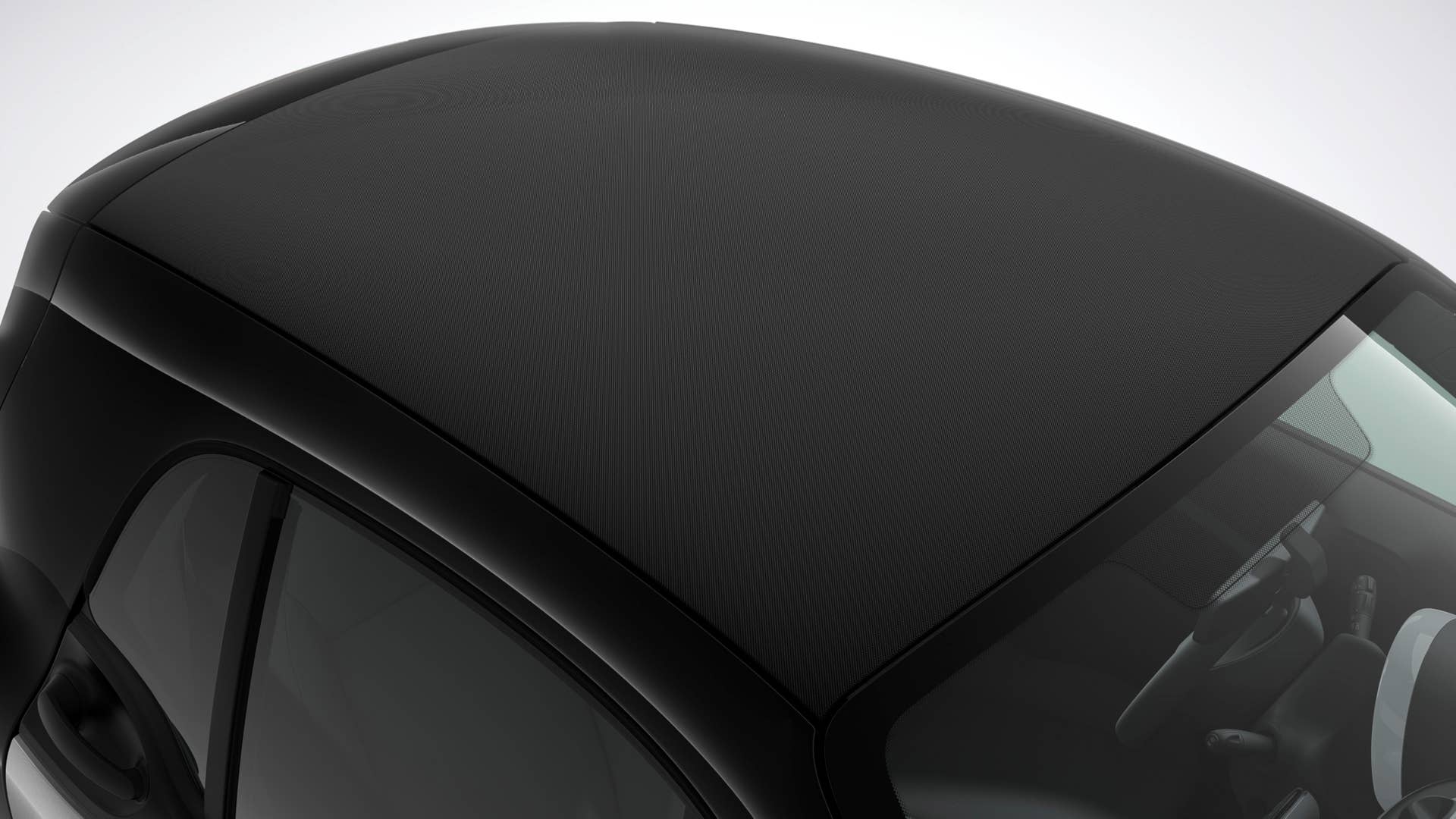 smart fortwo 2016, Volldach mit Stoffbezug in schwarz ; smart fortwo 2016, soft-top look roof;